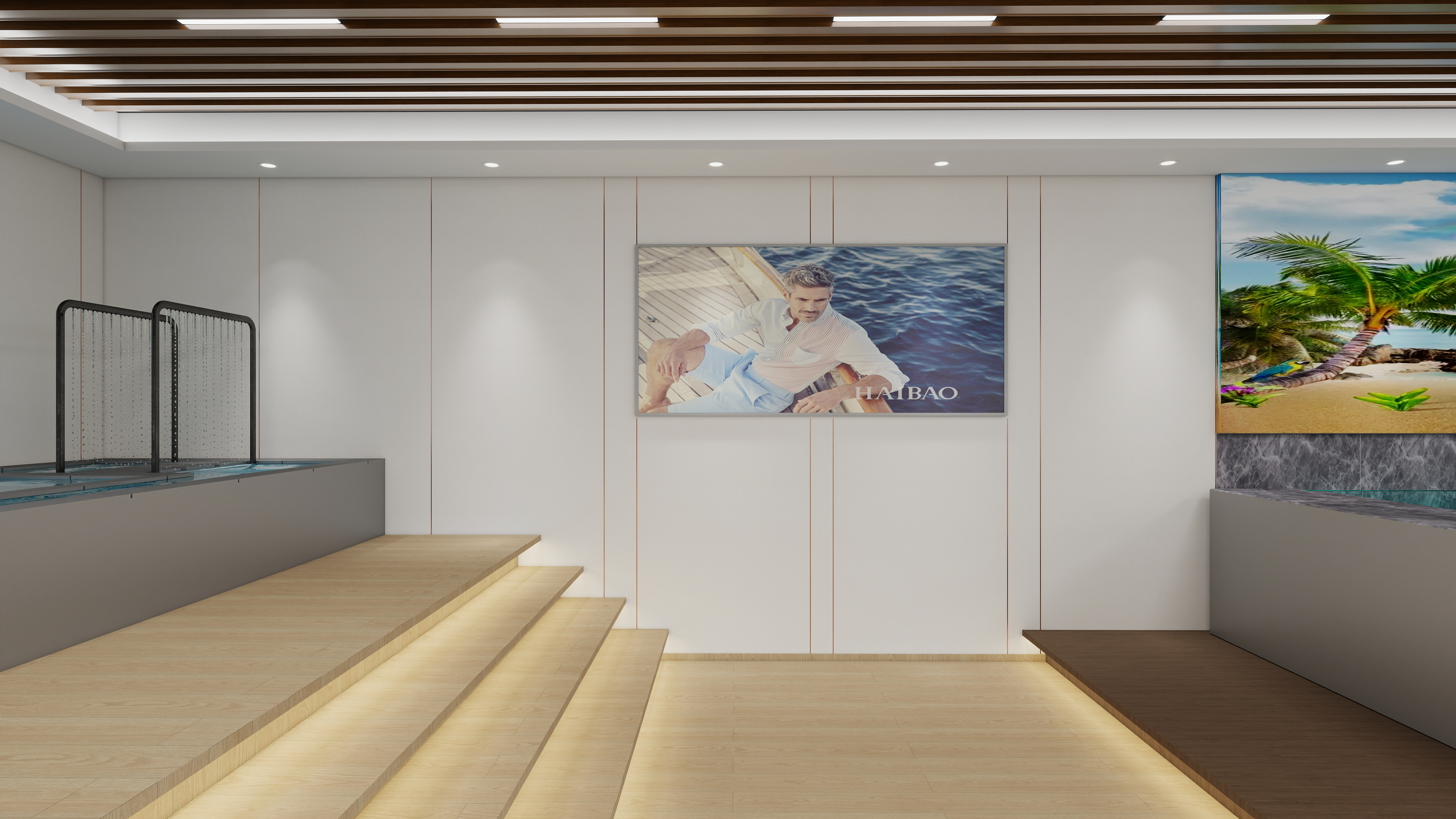 汇佰嘉护墙板工厂-奥派运动器材展厅装修效果图