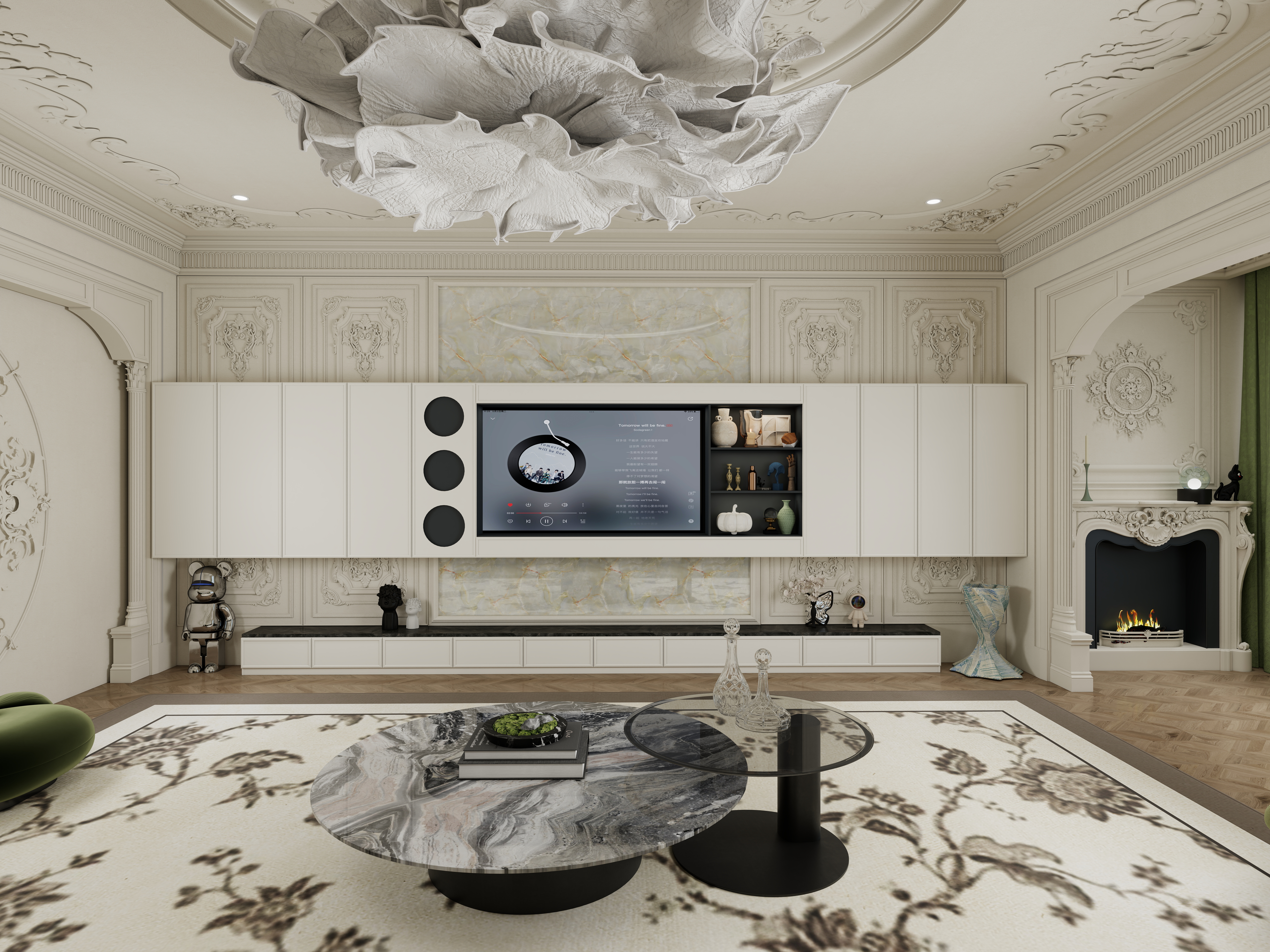 栖寐-法式吊顶练习 一层吊顶练习装修效果图第4张