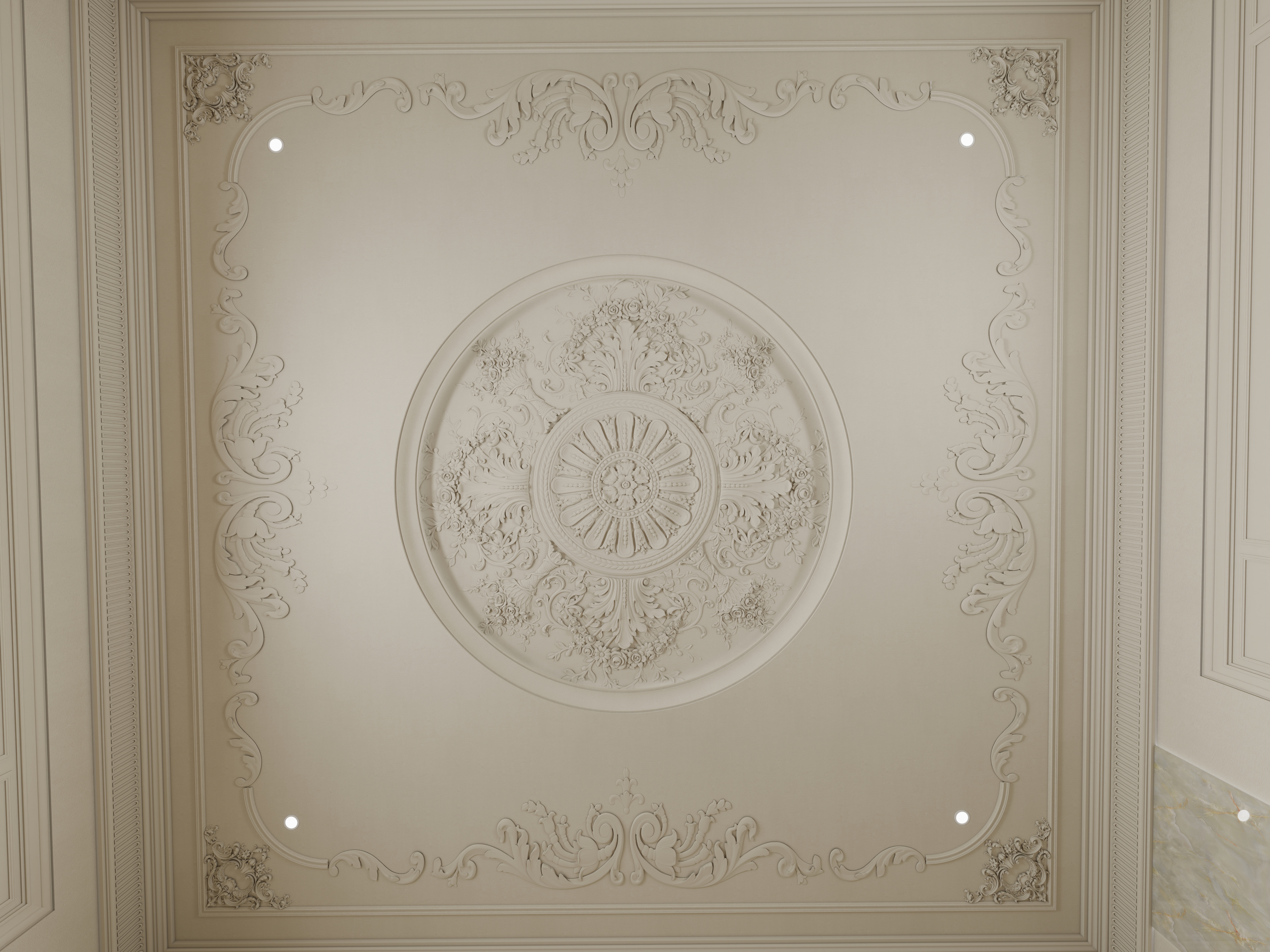 栖寐-法式吊顶练习 一层吊顶练习装修效果图第3张