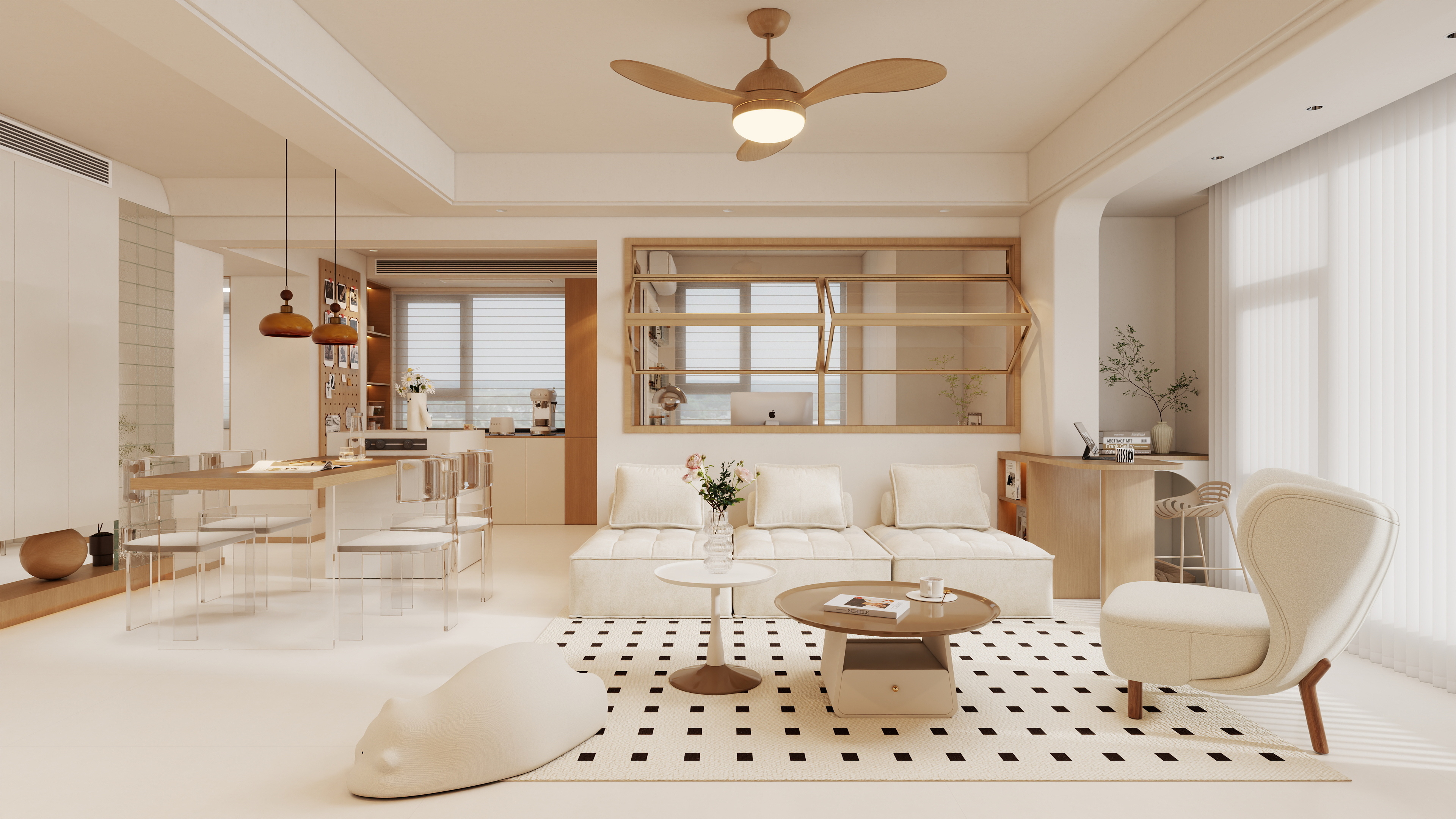 星空设计500一套-奶油129㎡3室装修效果图