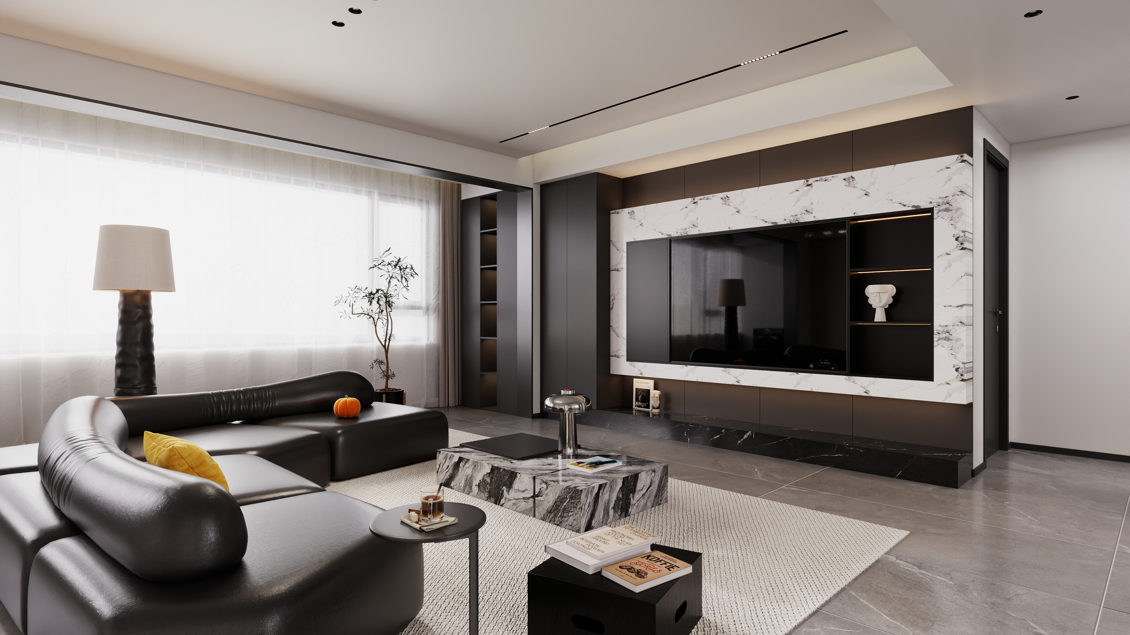 星空设计500一套-现代简约127㎡1室装修效果图