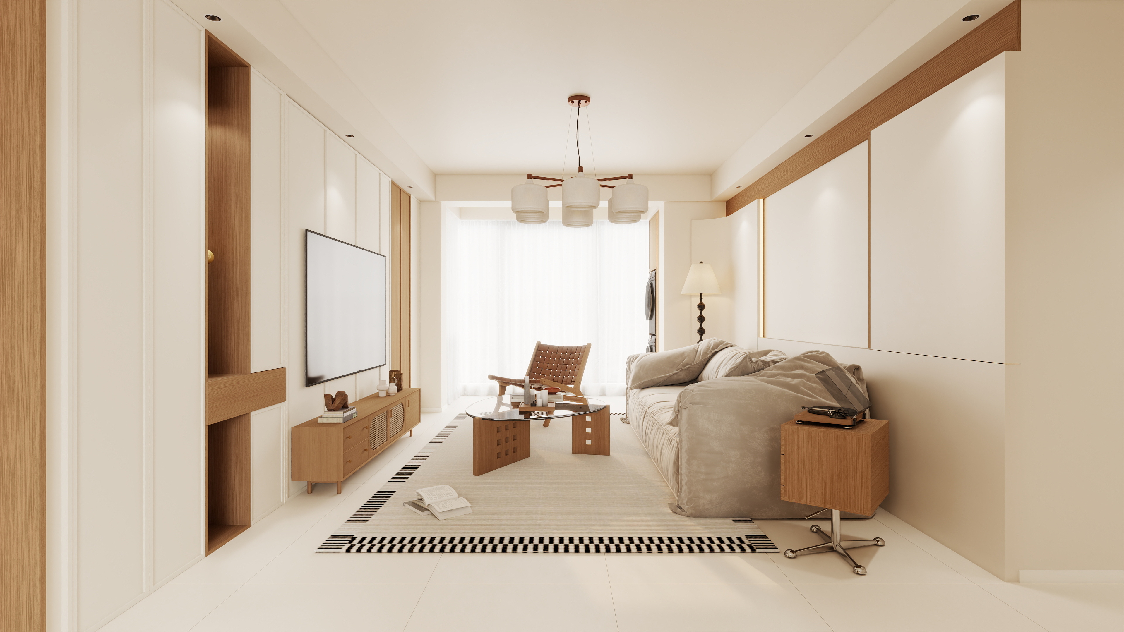 星空设计500一套-奶油123㎡3室装修效果图