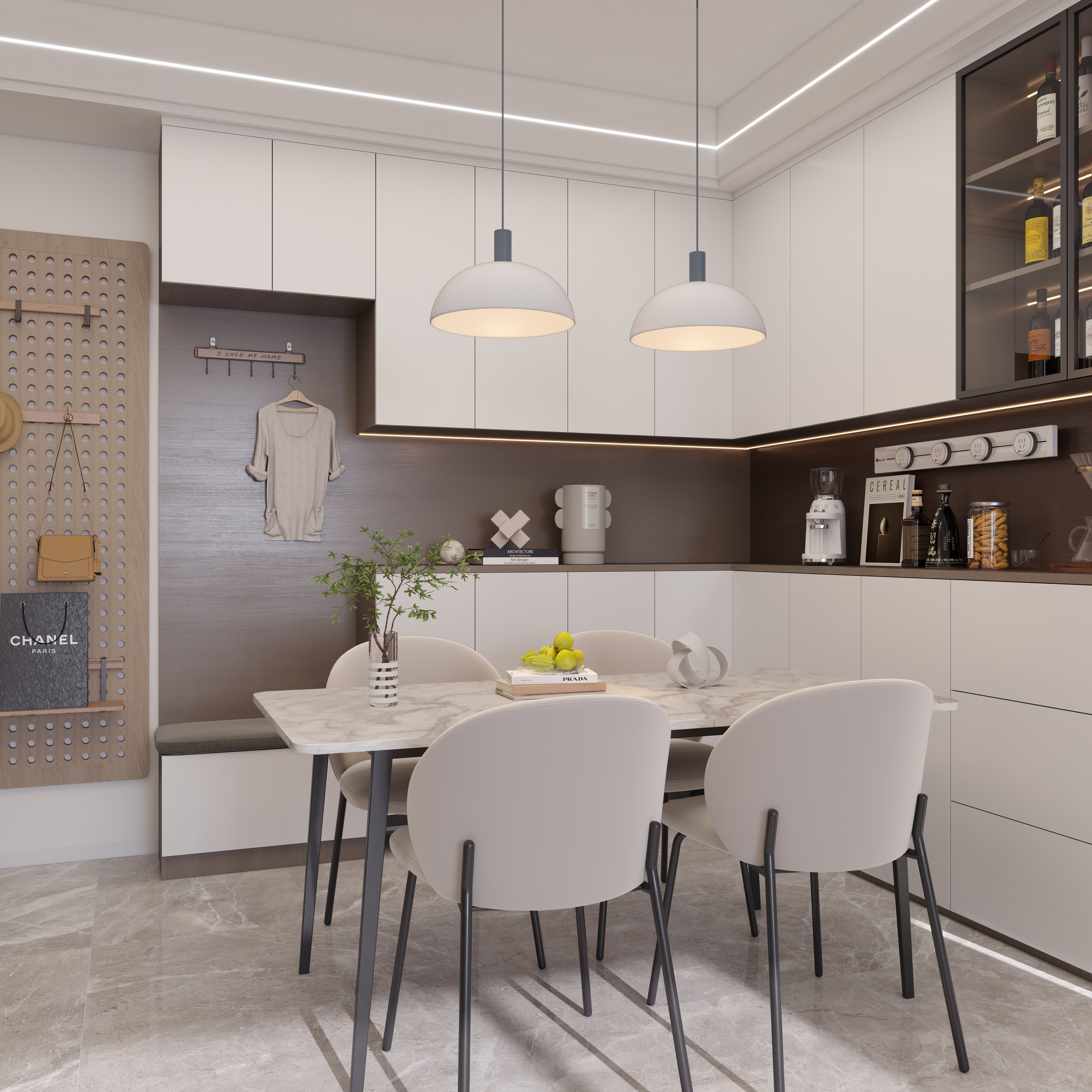 壹诺设计工作室-现代简约 一层客餐厅装修效果图第3张