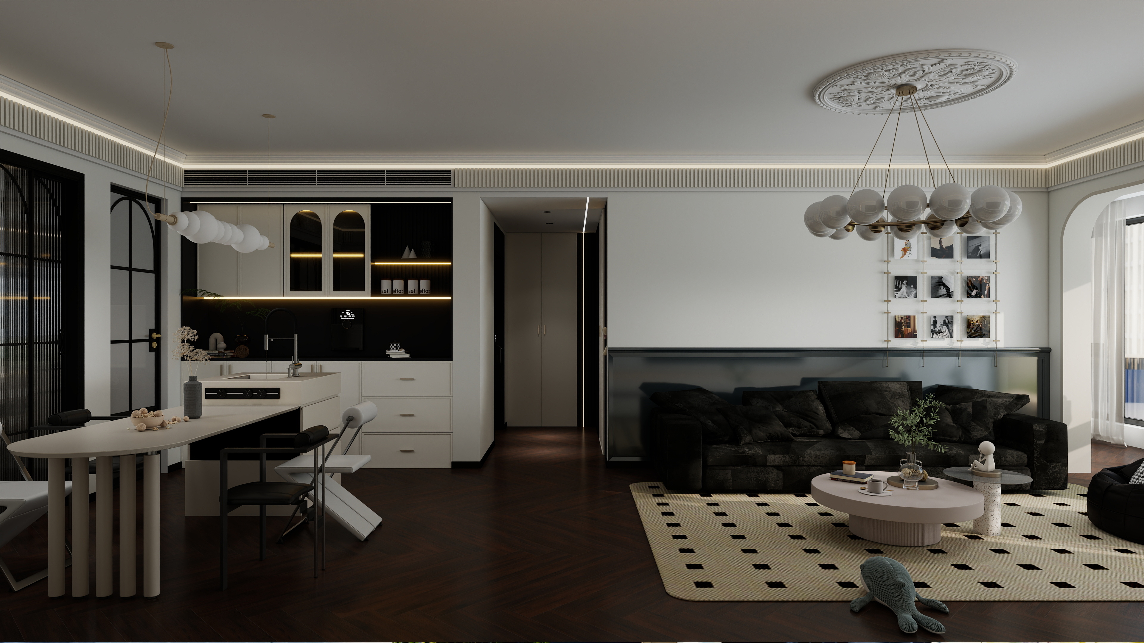 顾北南-柏贤府131平米三室一层客餐厅装修效果图第2张