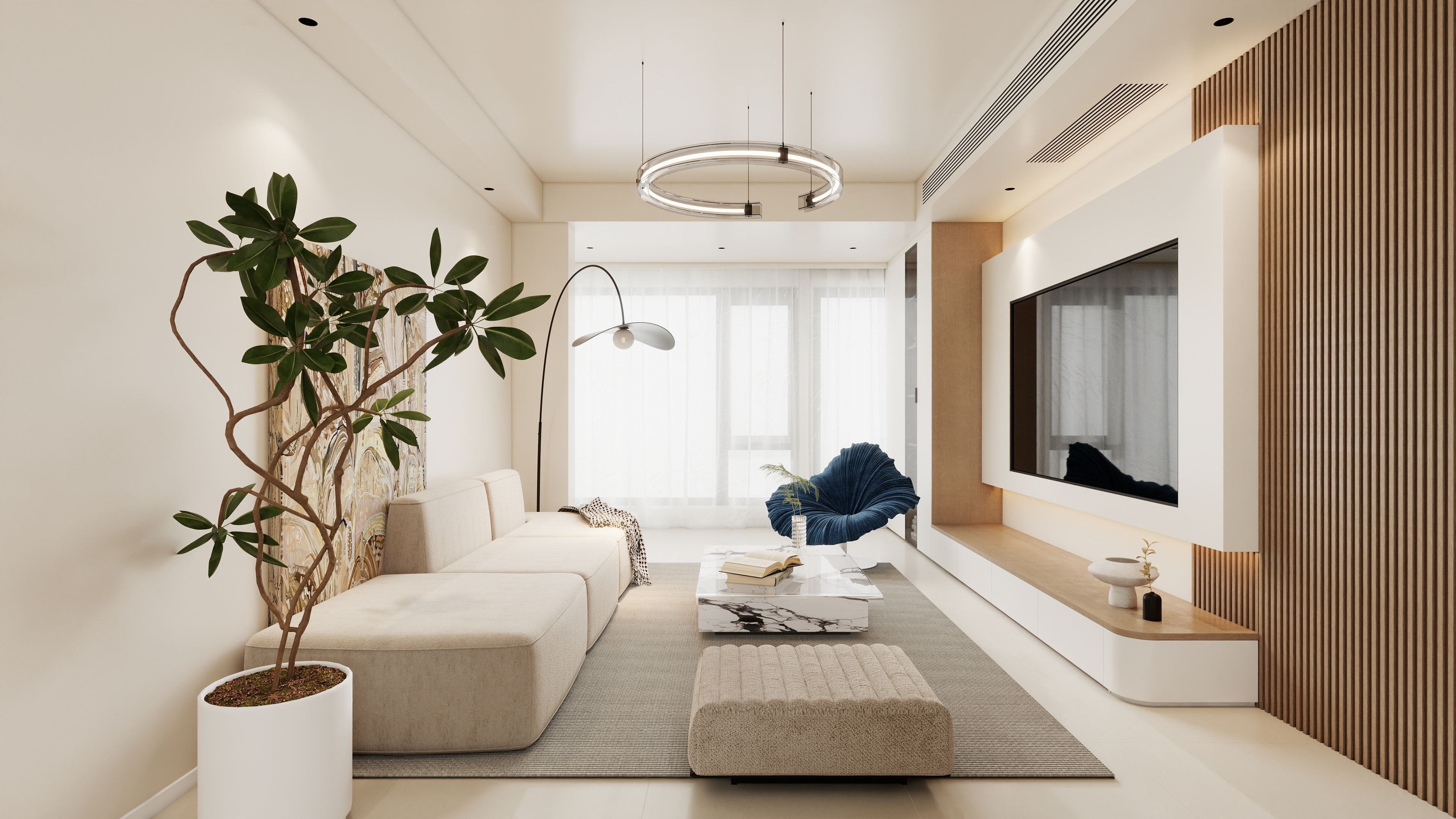 星空设计500一套-现代简约102㎡3室装修效果图