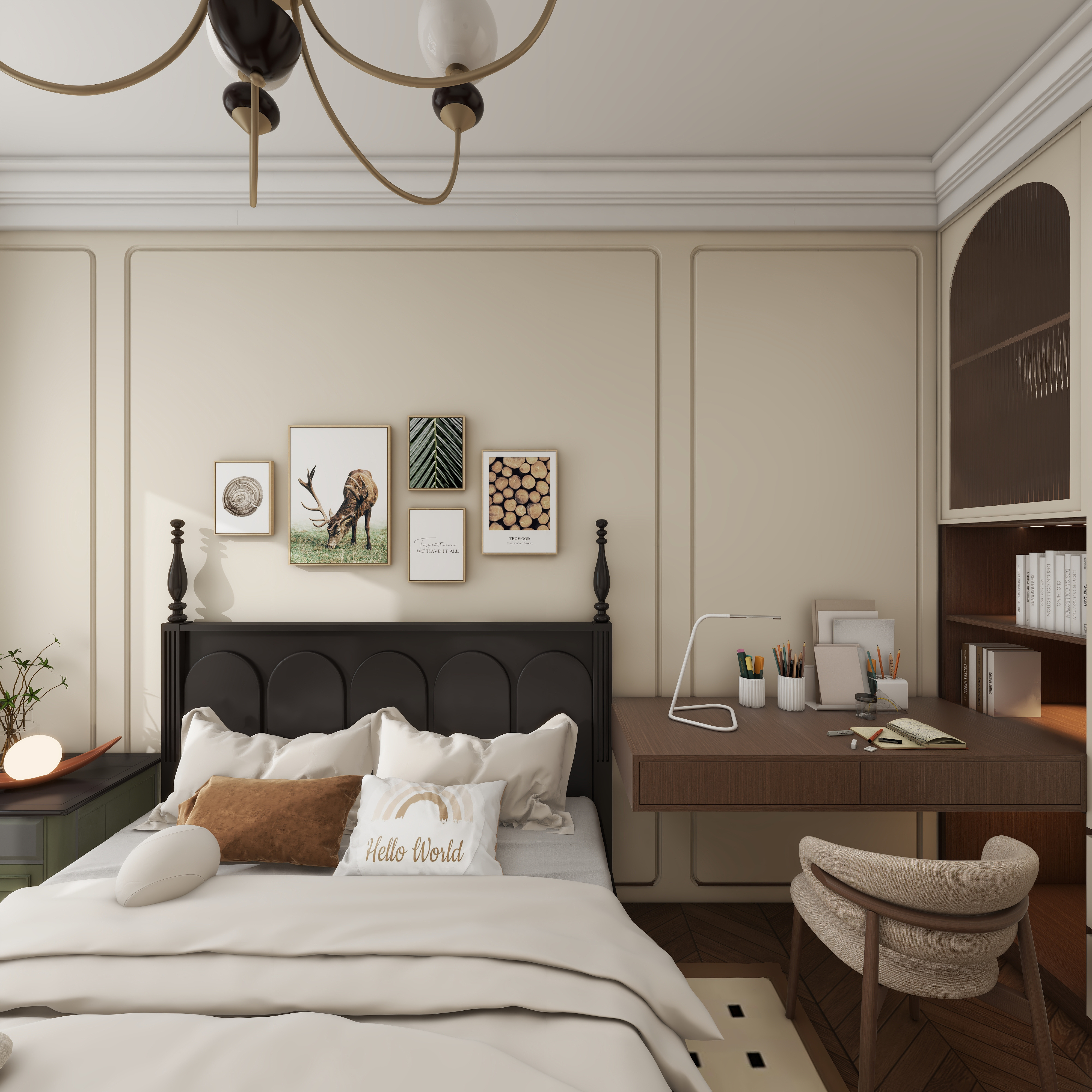 设计师言色-120平米 三室改四室 美式复古自然风一层大女儿房装修效果图第4张