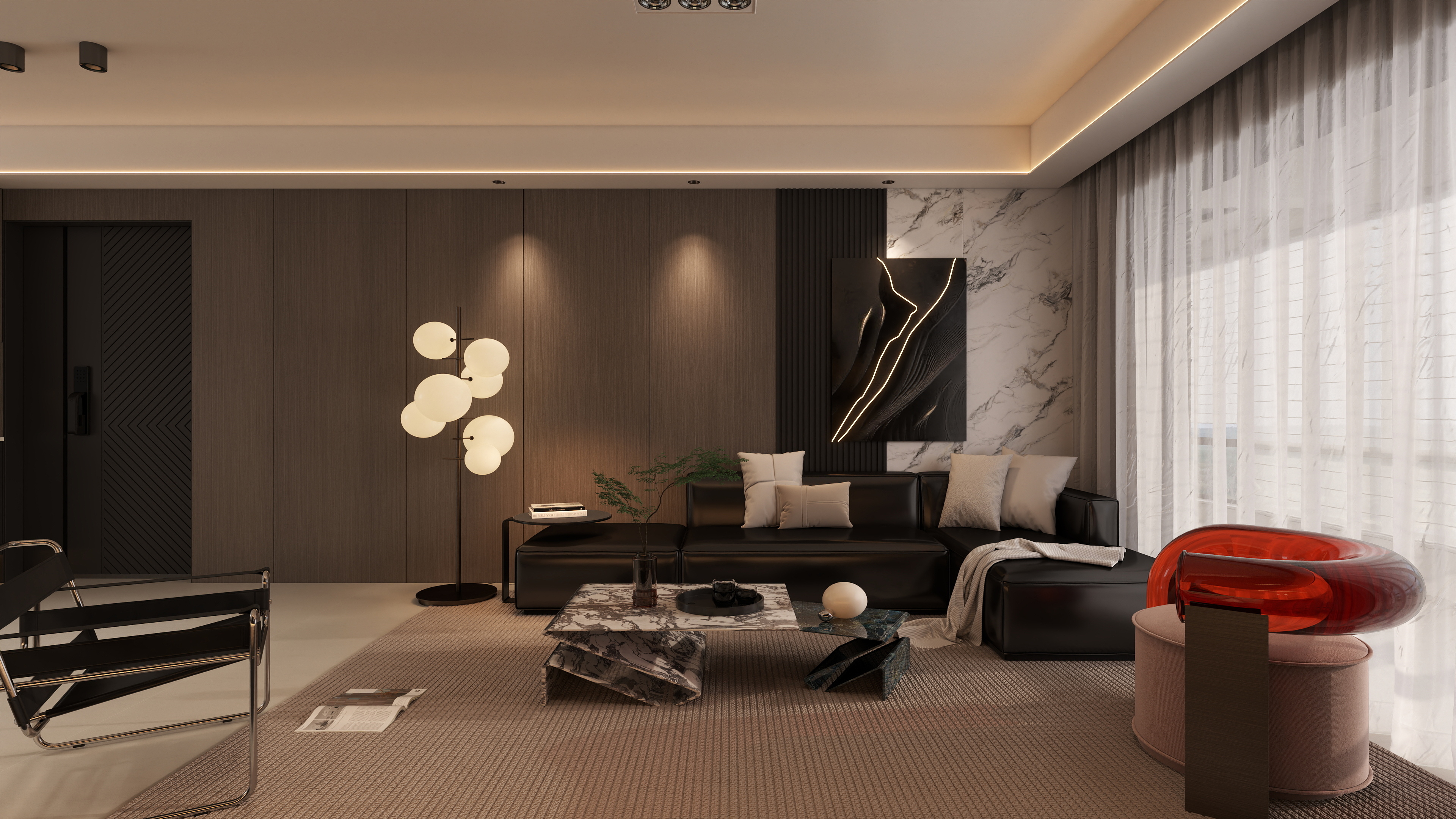 星空设计500一套-意式130㎡2室装修效果图