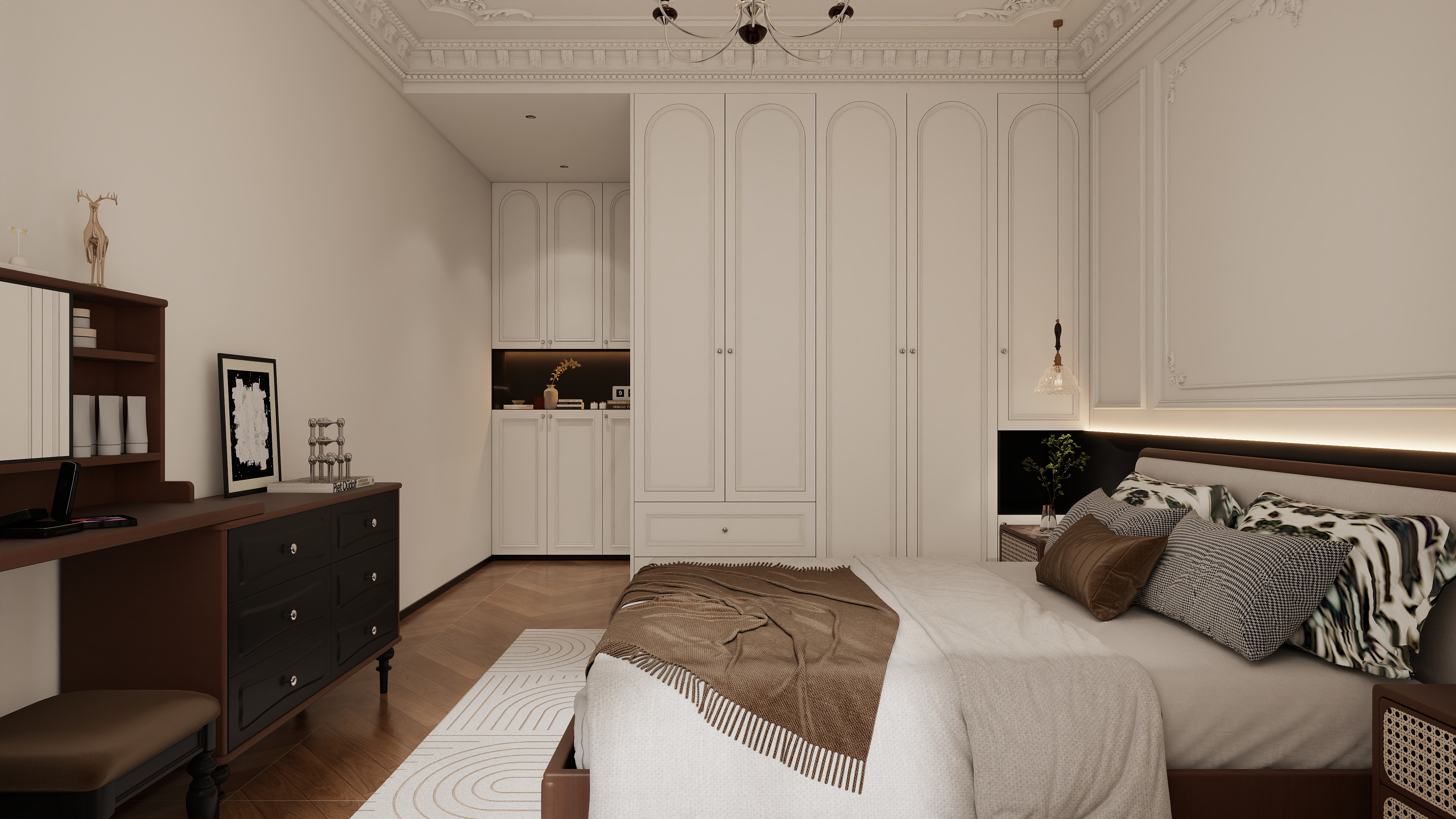 李懿轩-盛世御景院美式114㎡3室一层主卧装修效果图第1张