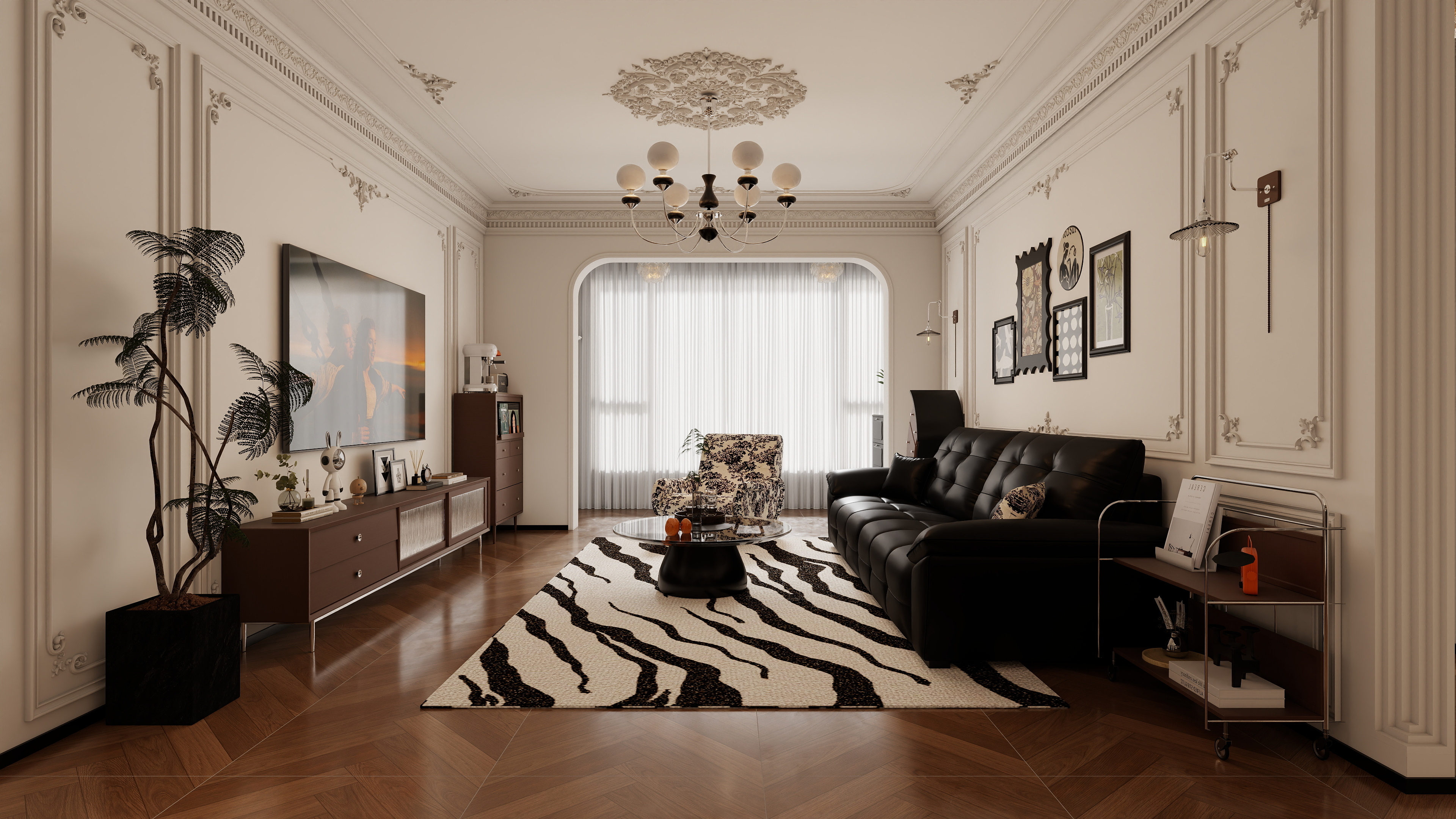 李懿轩-盛世御景院美式114㎡3室一层客餐厅装修效果图第2张