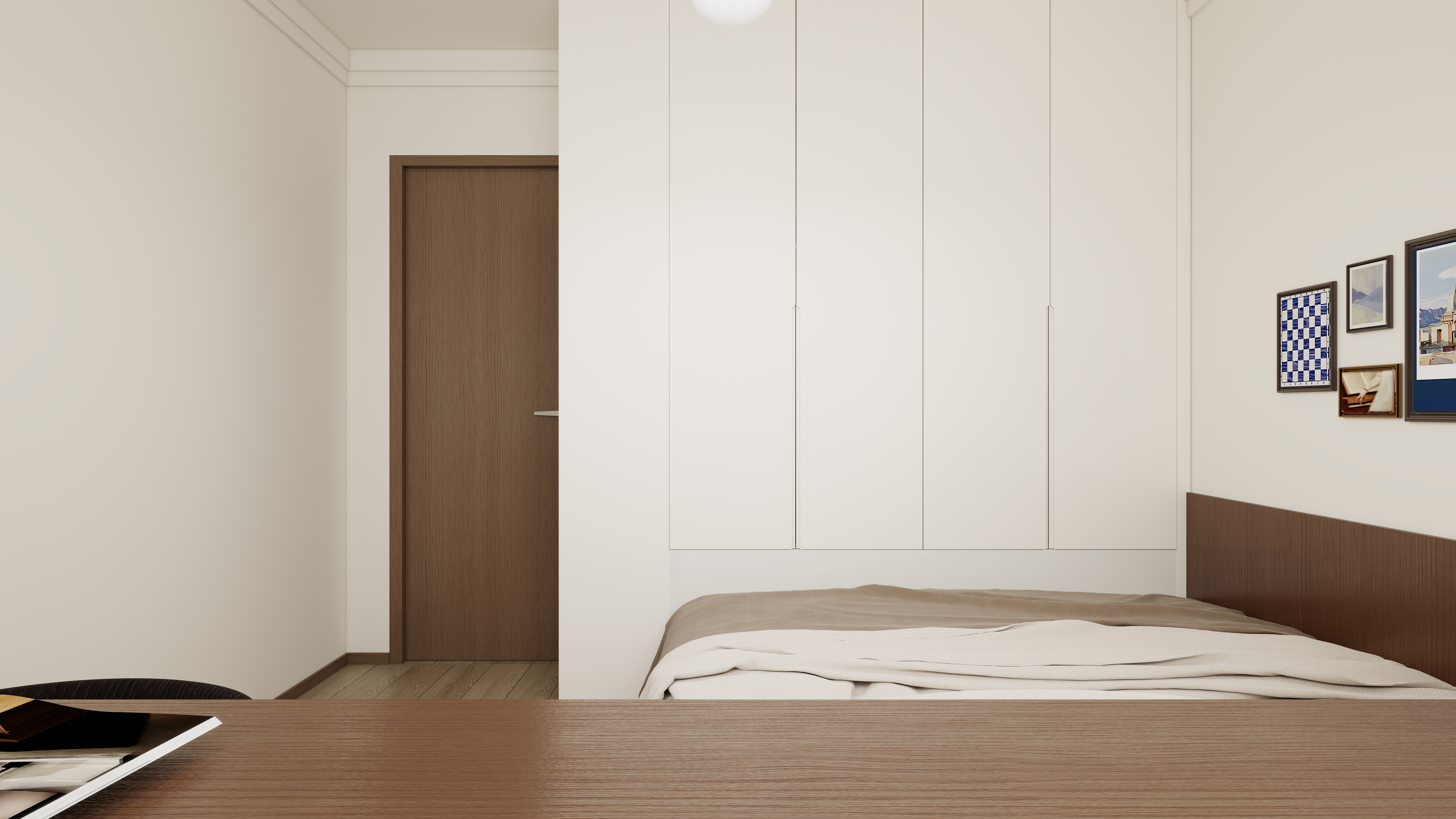 设计师言色-保利锦上 省钱!精装房3居室改中古风一层卧室装修效果图第1张