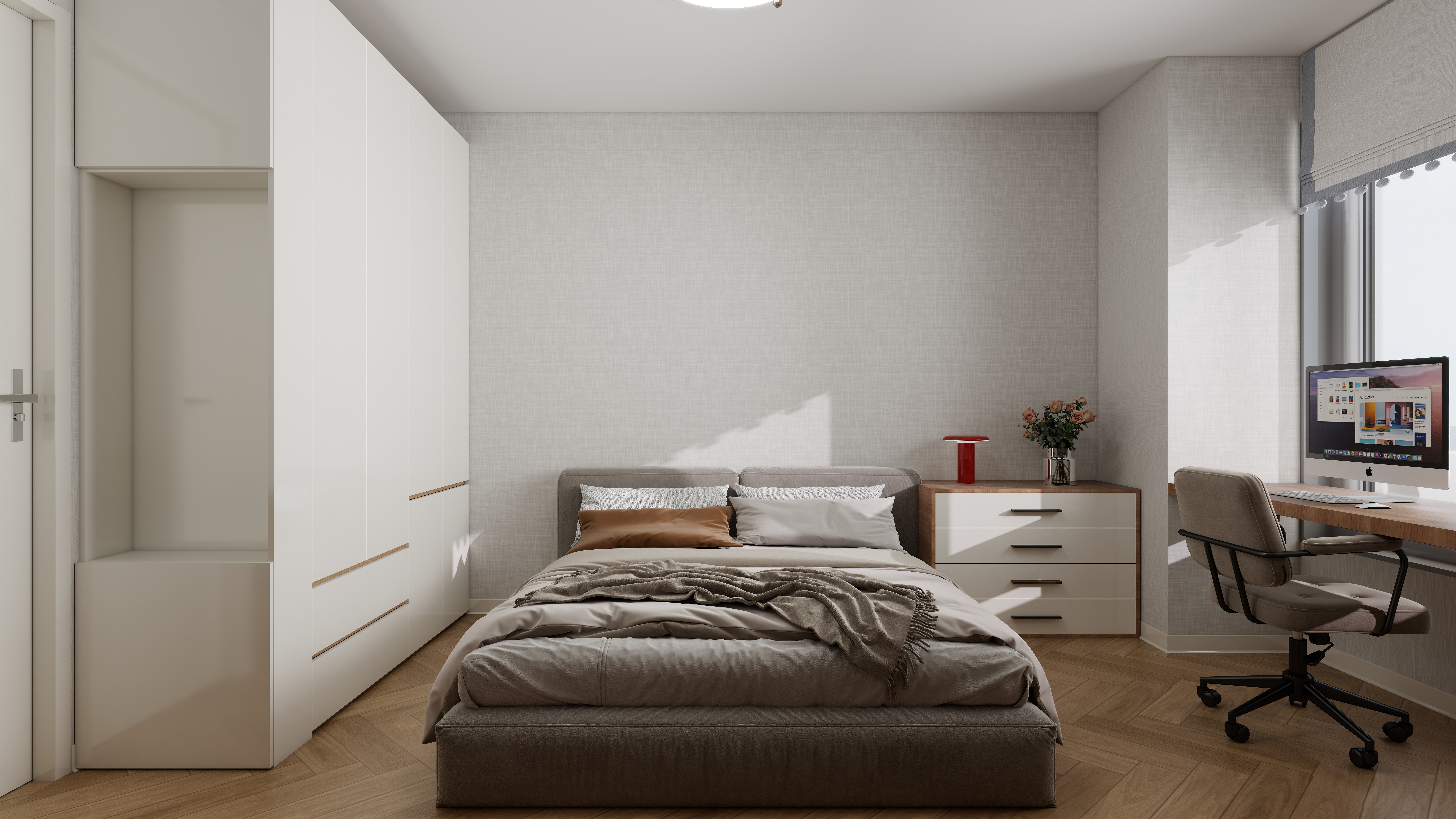 设计师言色-复古波普风混搭,67平米两室改三室舒适化改造一层主卧装修效果图第2张