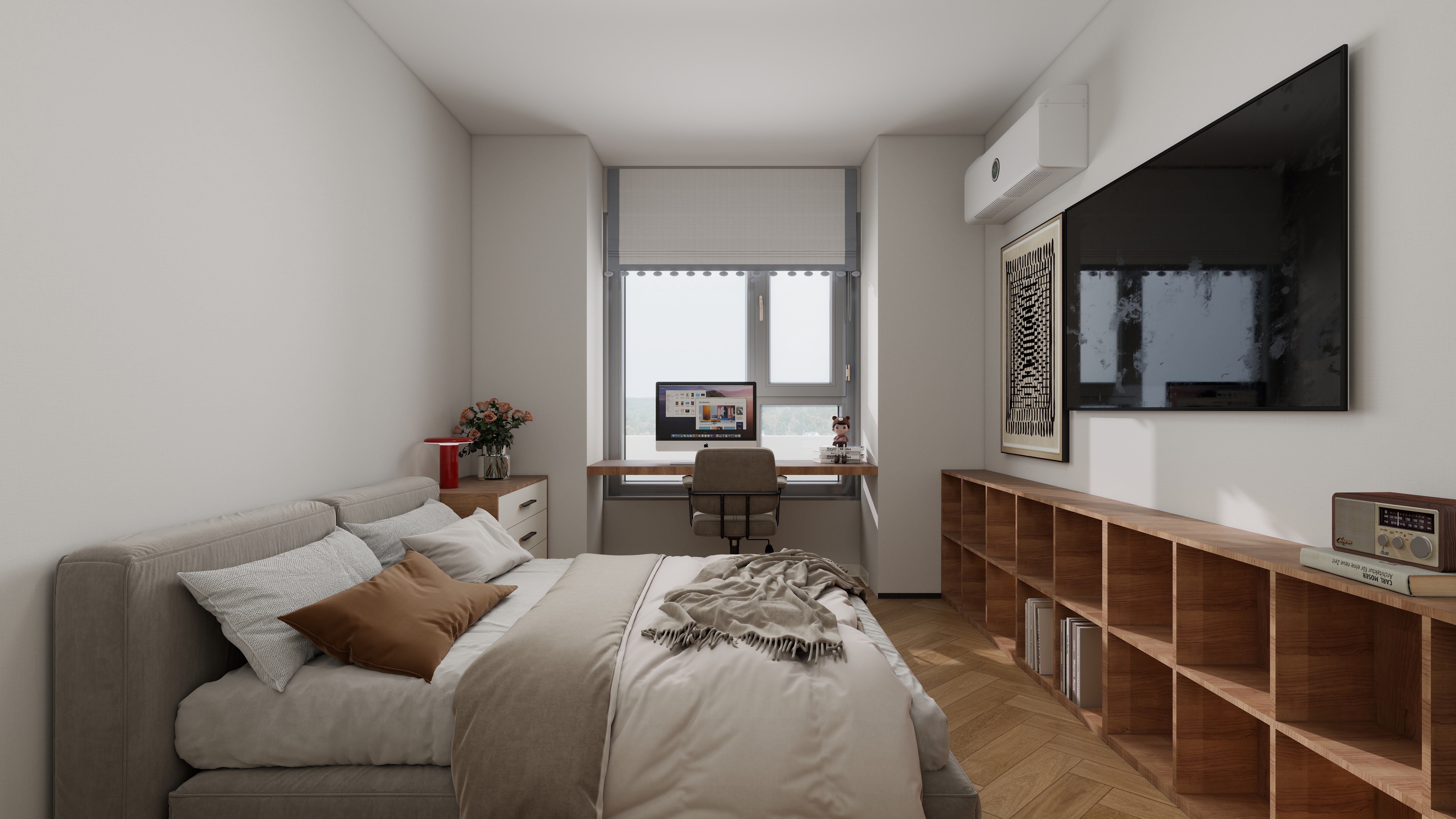 设计师言色-复古波普风混搭,67平米两室改三室舒适化改造一层主卧装修效果图第3张