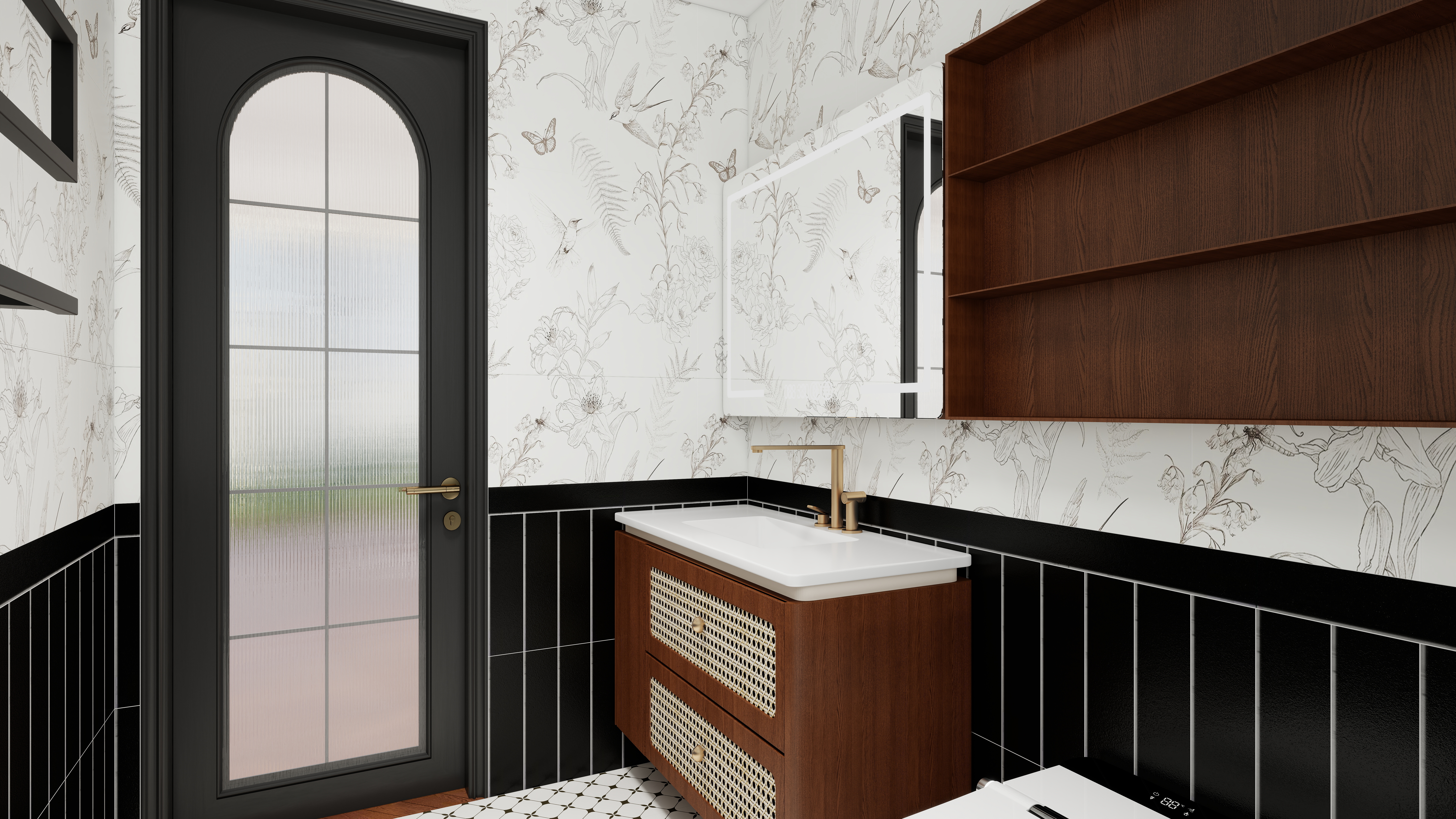 设计师言色-120平米 三室改四室 美式复古自然风一层主卫装修效果图第2张