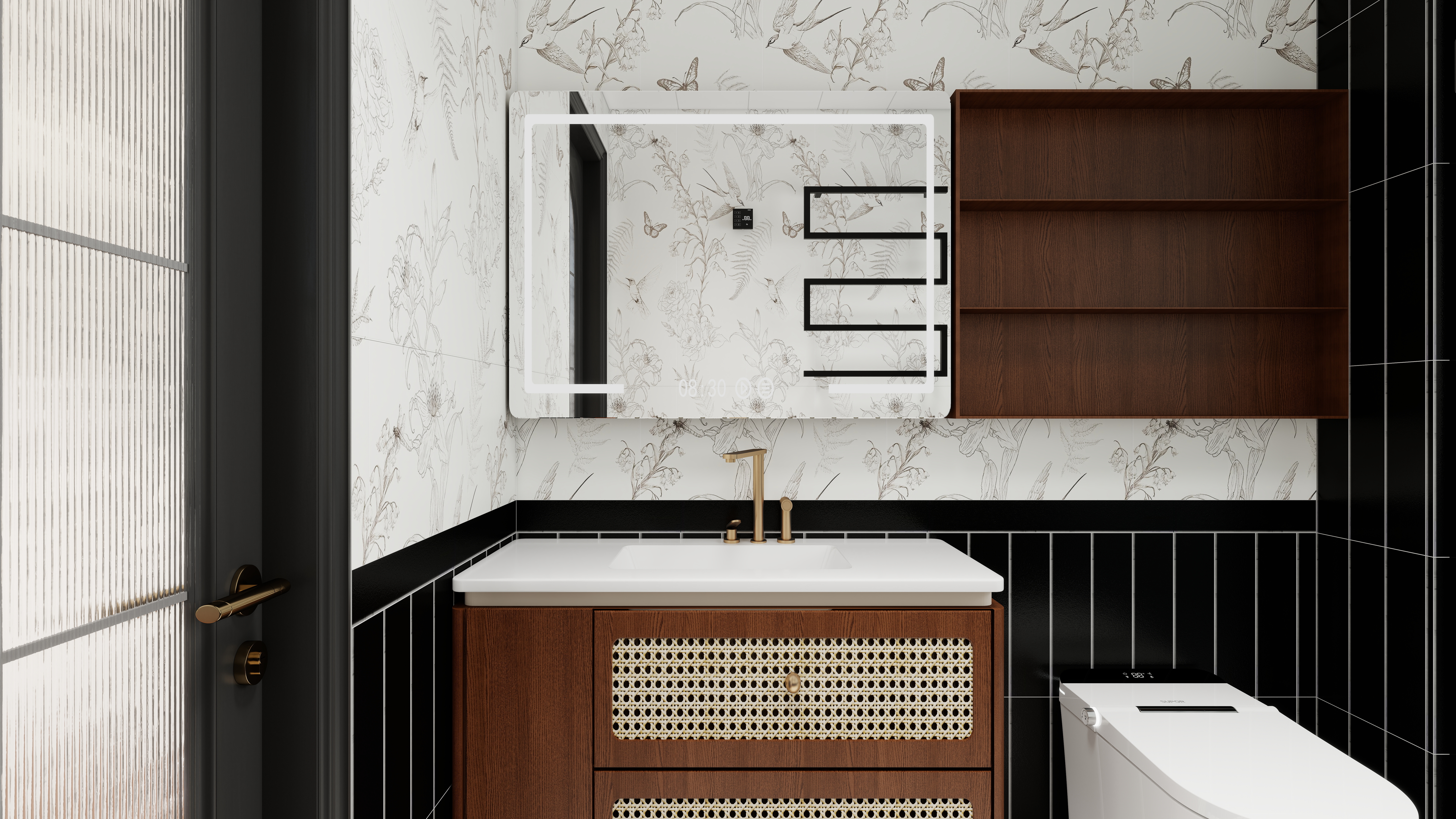 设计师言色-120平米 三室改四室 美式复古自然风一层主卫装修效果图第3张