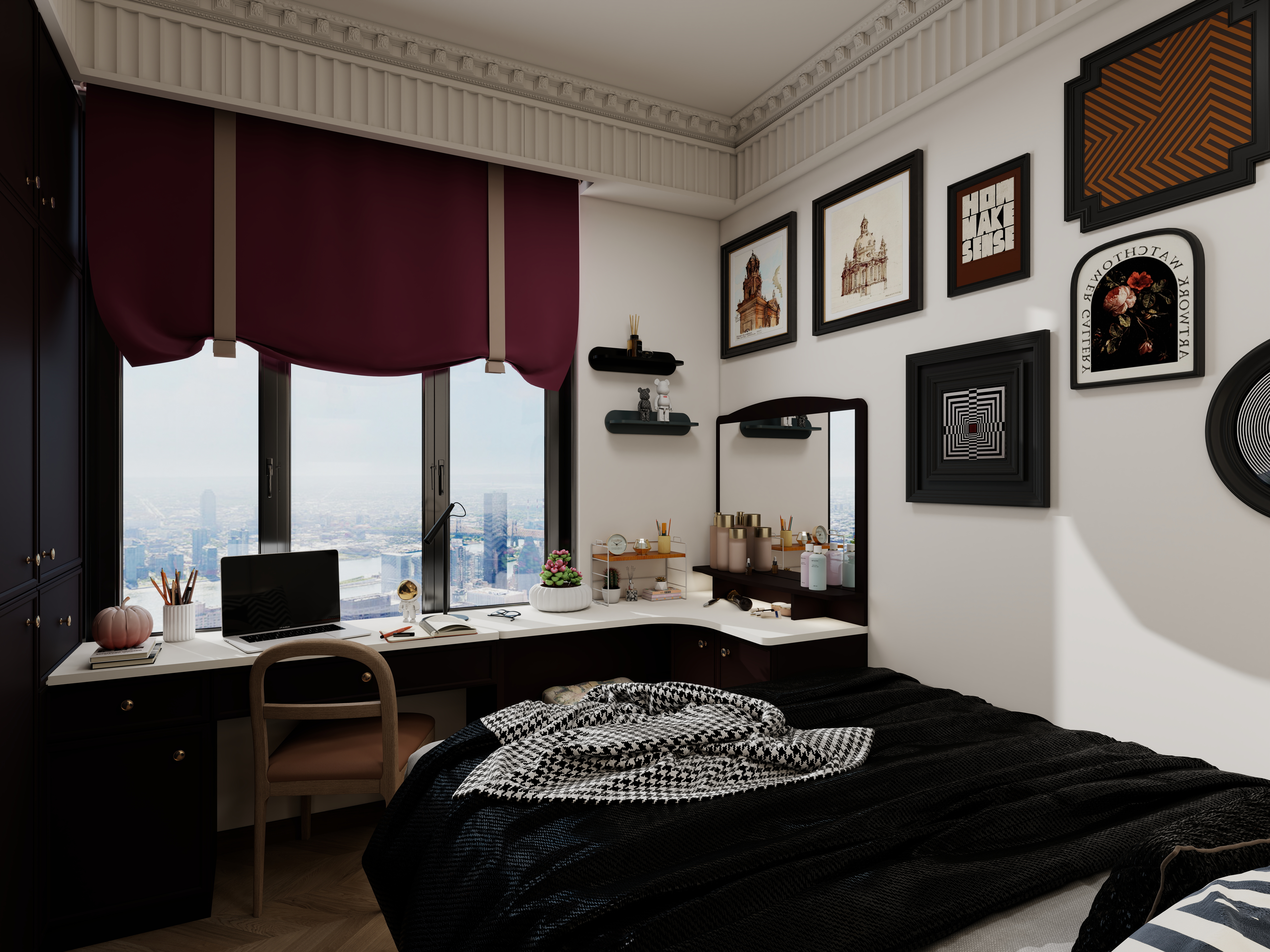 栖寐-【黑加仑】两室两厅90㎡一层次卧装修效果图第1张