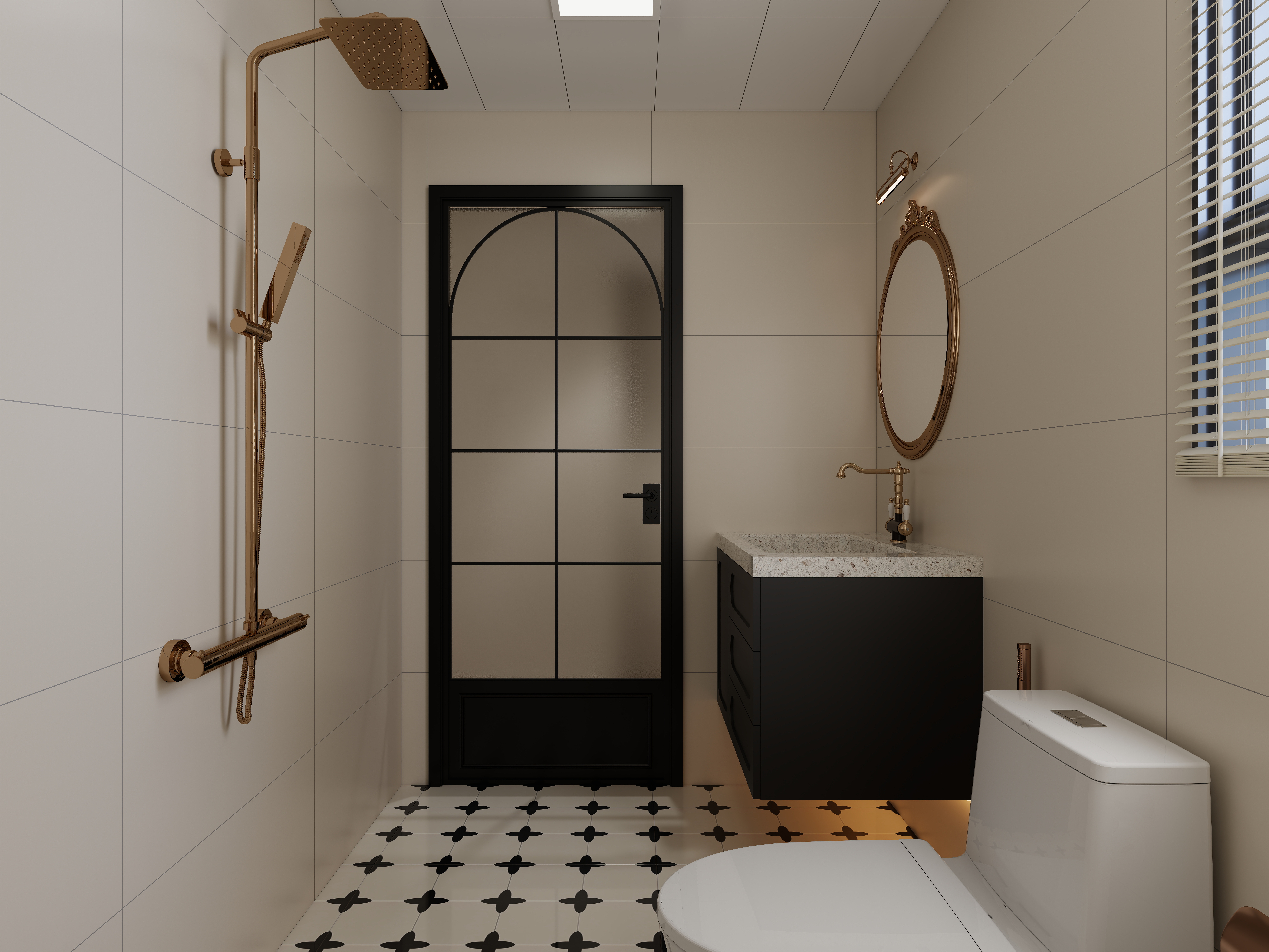 七七设计.....-119㎡3室一层卫生间装修效果图第1张