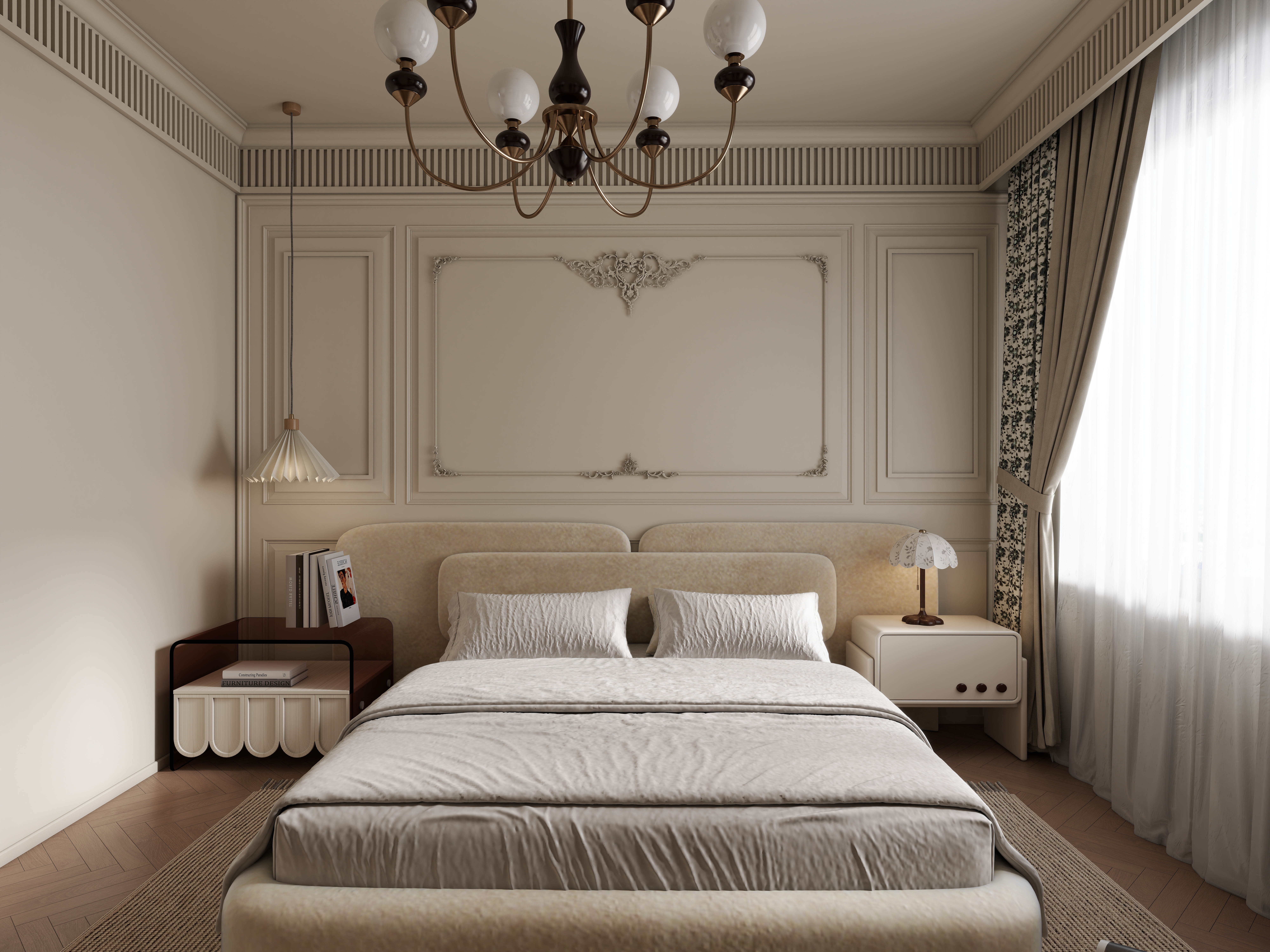 七七设计.....-119㎡3室一层卧室装修效果图第2张