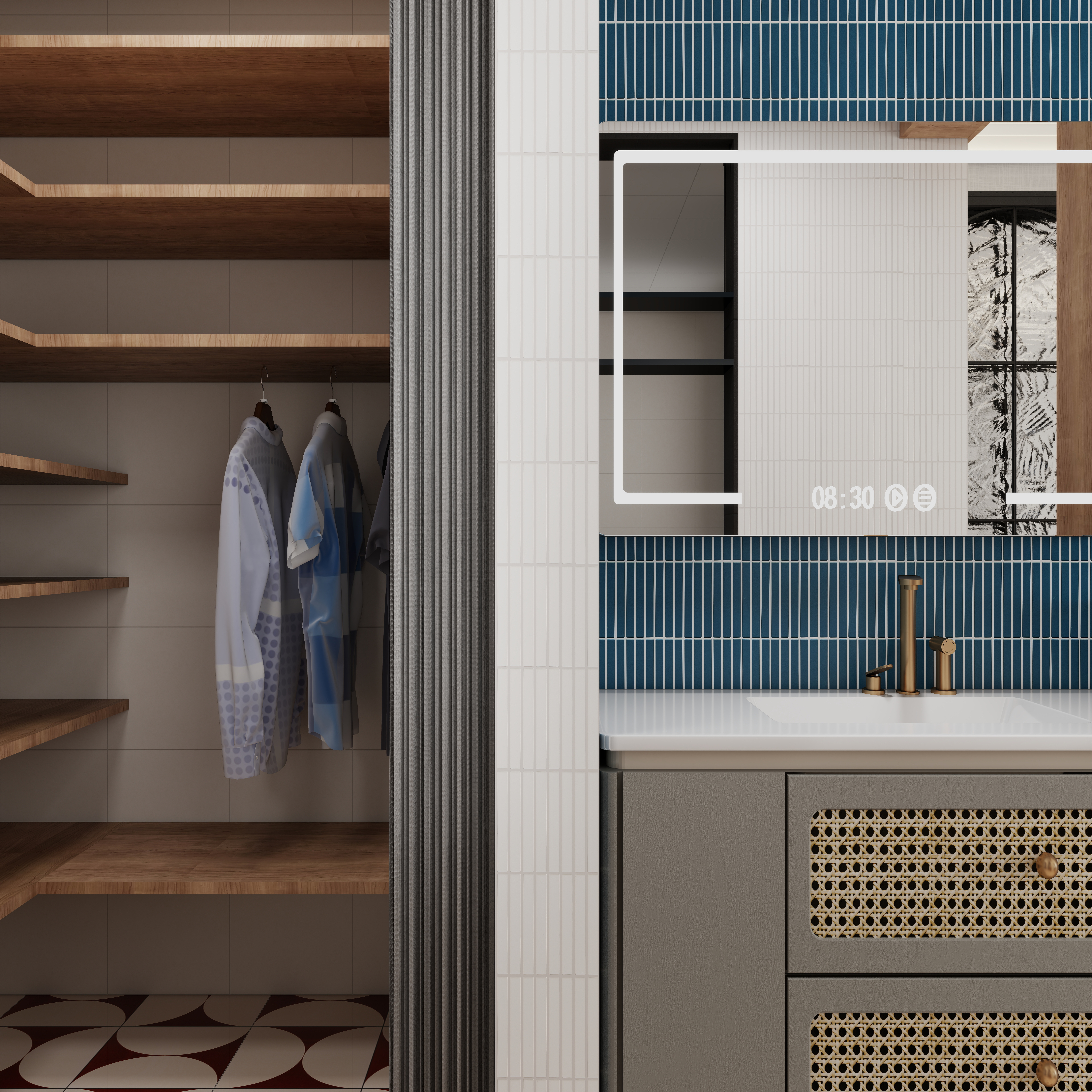 设计师言色-复古波普风混搭,67平米两室改三室舒适化改造一层门厅装修效果图第1张