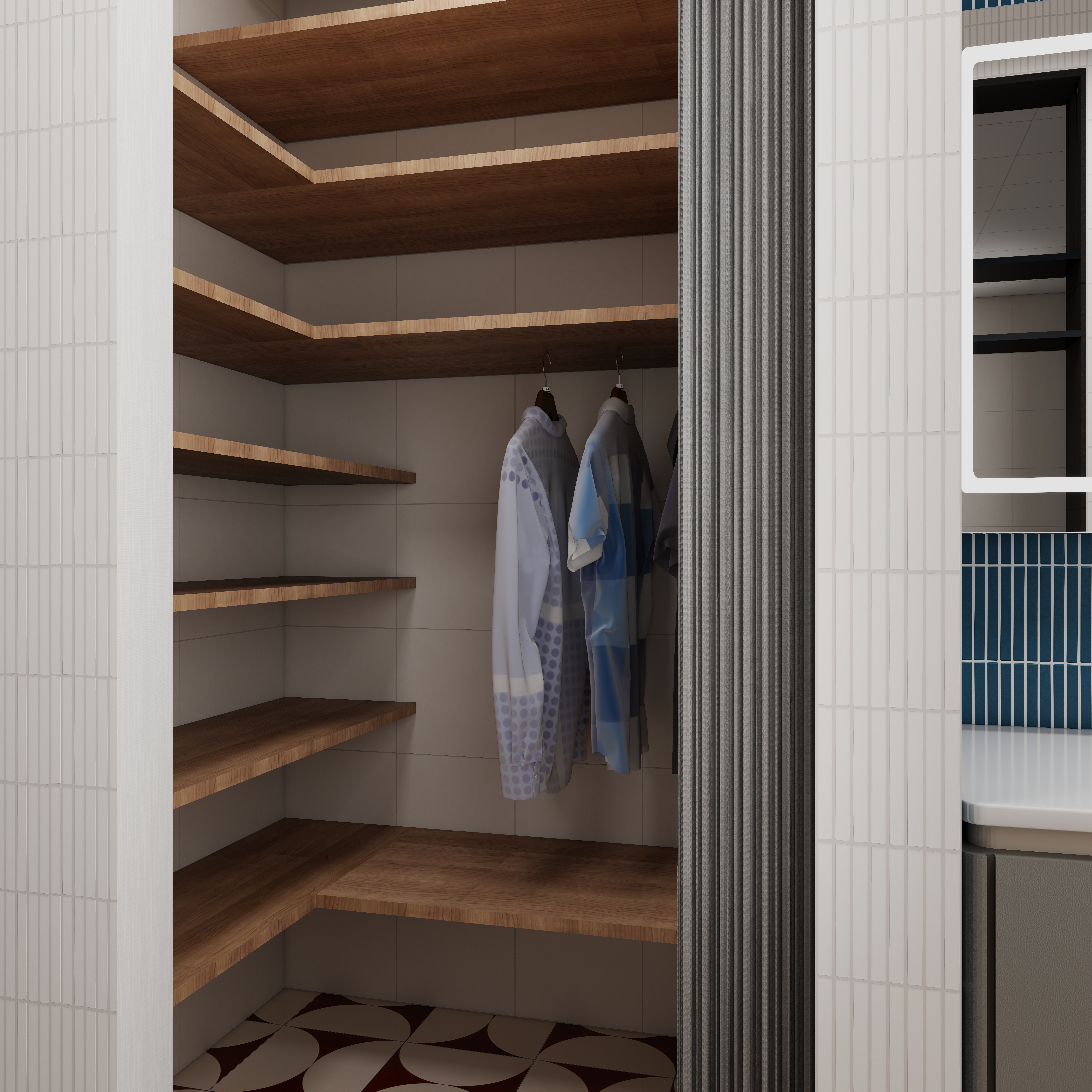 设计师言色-复古波普风混搭,67平米两室改三室舒适化改造一层门厅装修效果图第2张