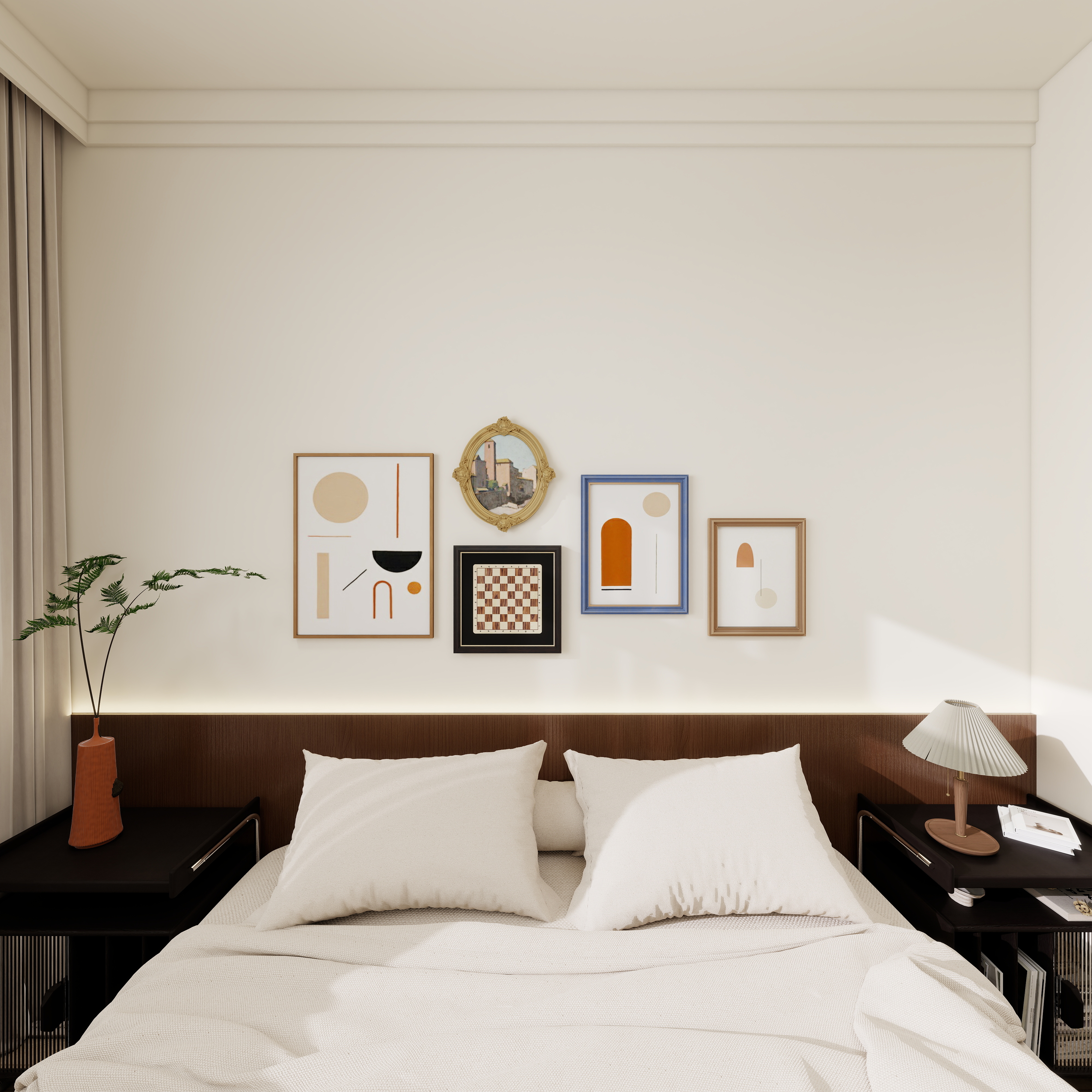 设计师言色-保利锦上 省钱！精装房3居室改中古风一层卧室装修效果图第5张