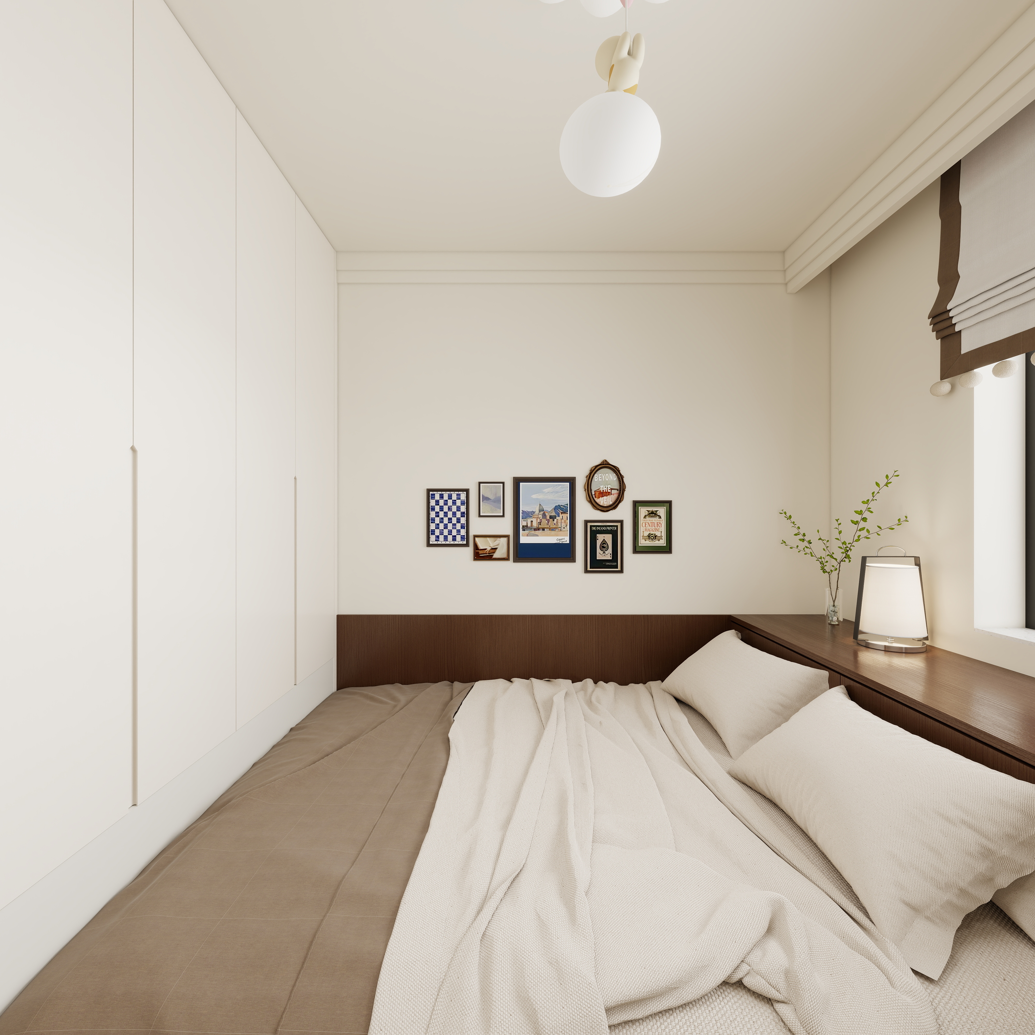 设计师言色-保利锦上 省钱！精装房3居室改中古风一层卧室装修效果图第3张