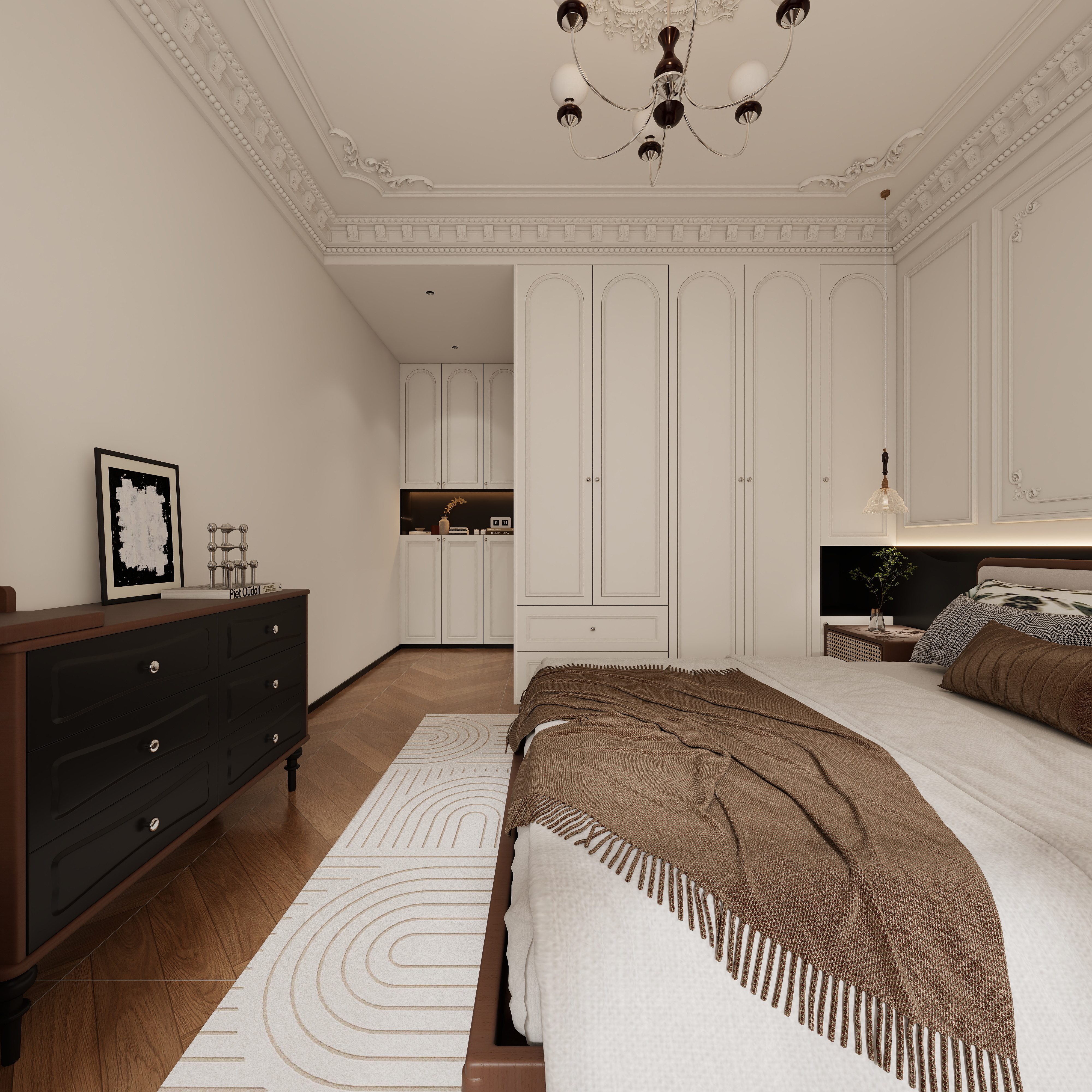 李懿轩-盛世御景院美式114㎡3室一层主卧装修效果图第3张