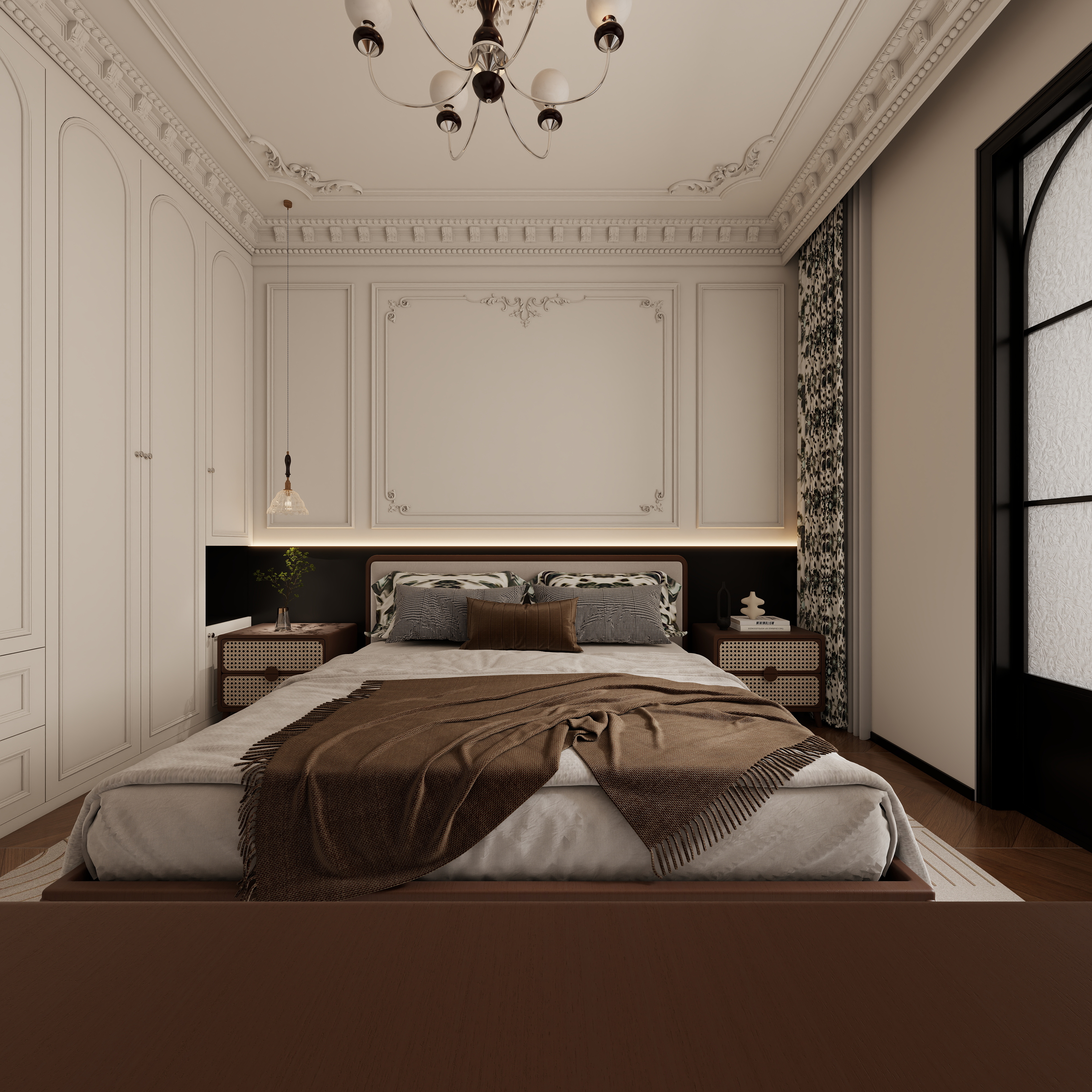 李懿轩-盛世御景院美式114㎡3室一层主卧装修效果图第4张