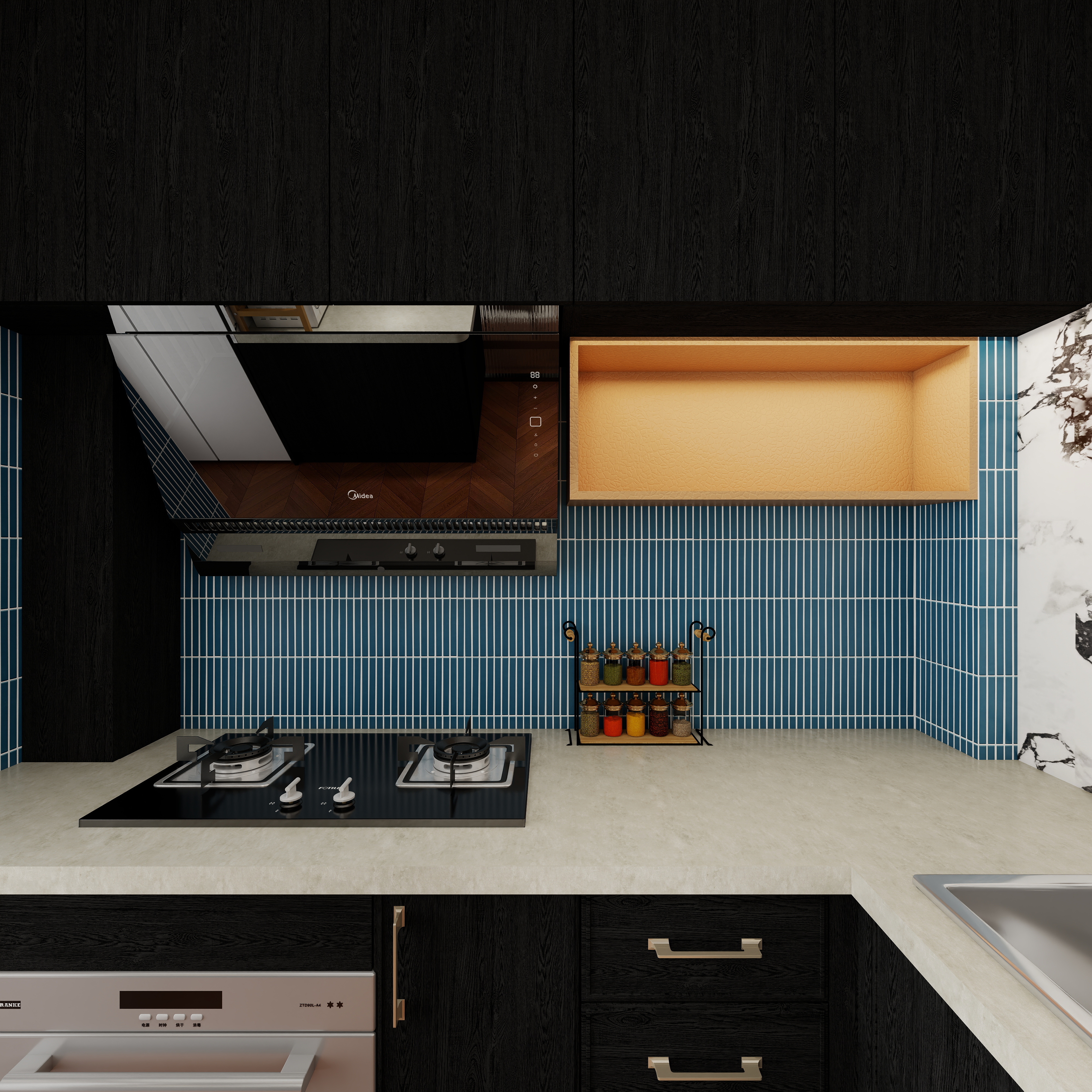 设计师言色-120平米 三室改四室 美式复古自然风一层客餐厅装修效果图第5张