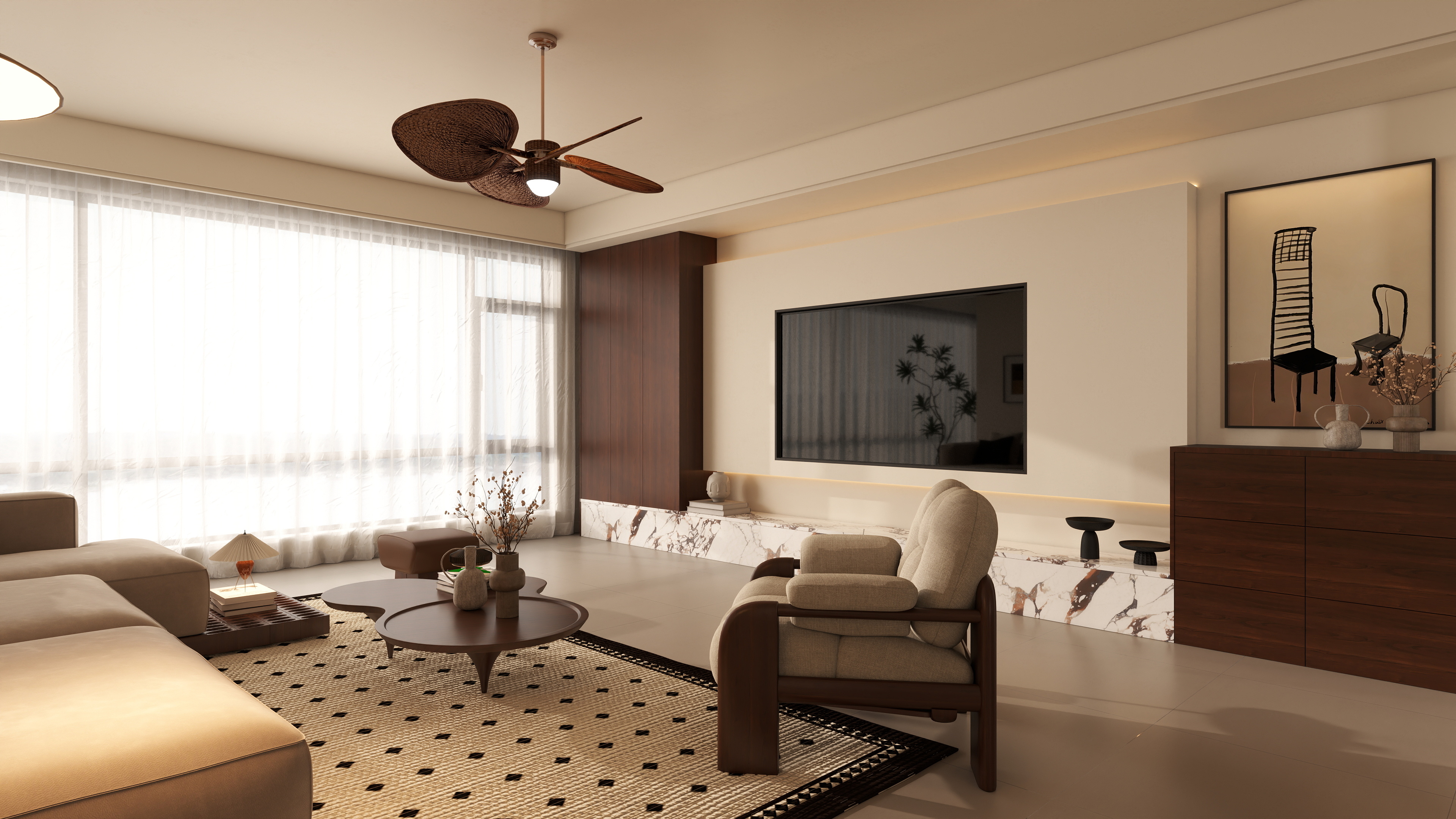 星空工作室Design-现代简约121㎡3室装修效果图