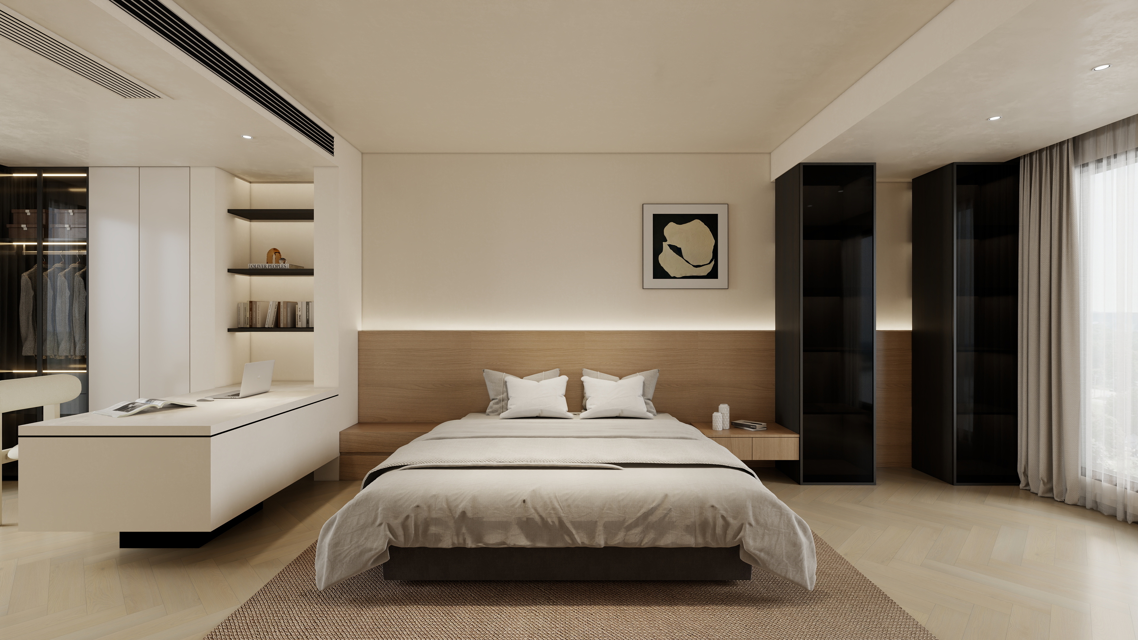 大金空调官方-奶油原木风卧室设计-开启自然治愈生活-装修设计方案