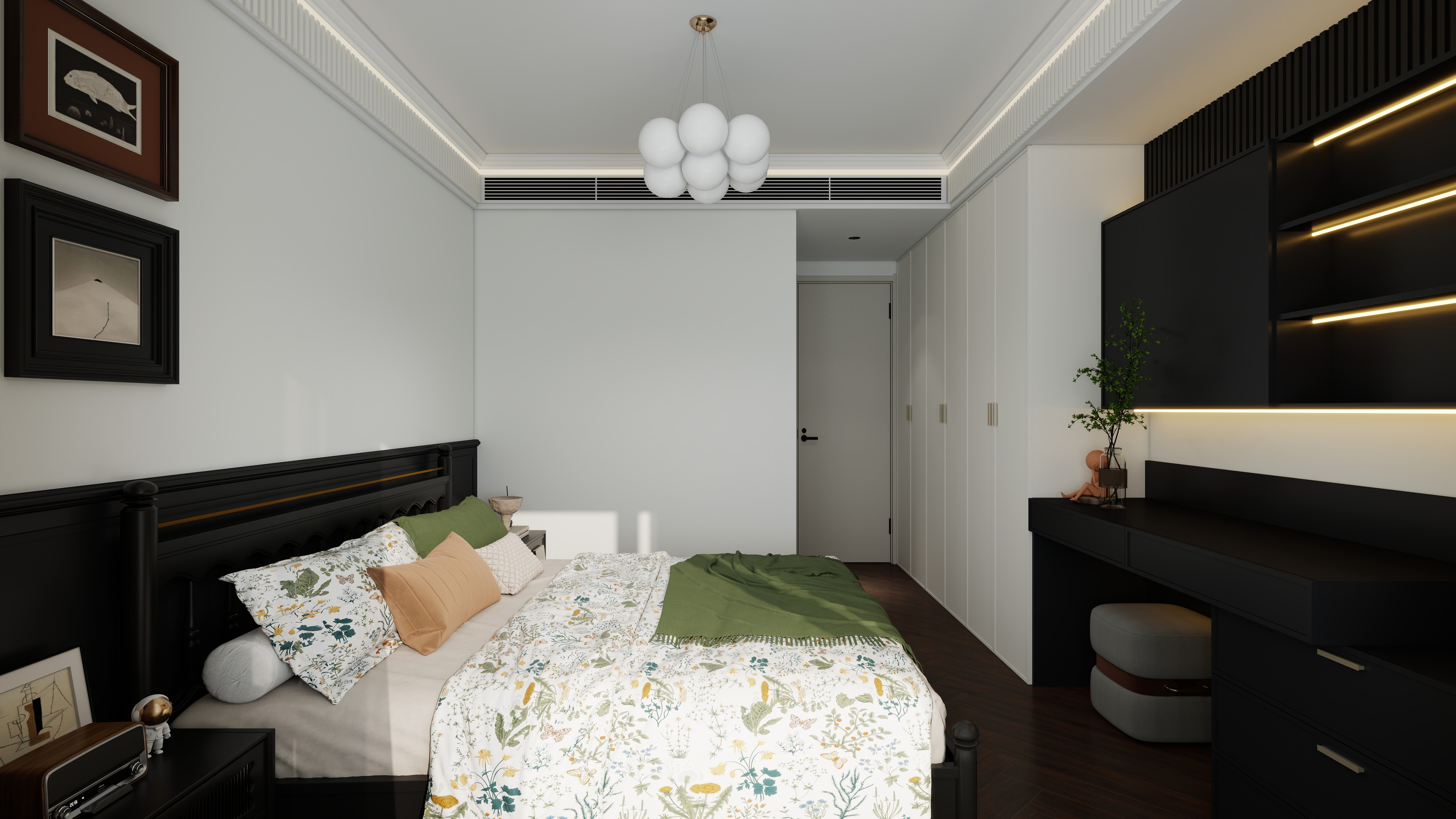 顾北南-柏贤府131平米三室一层主卧装修效果图第1张