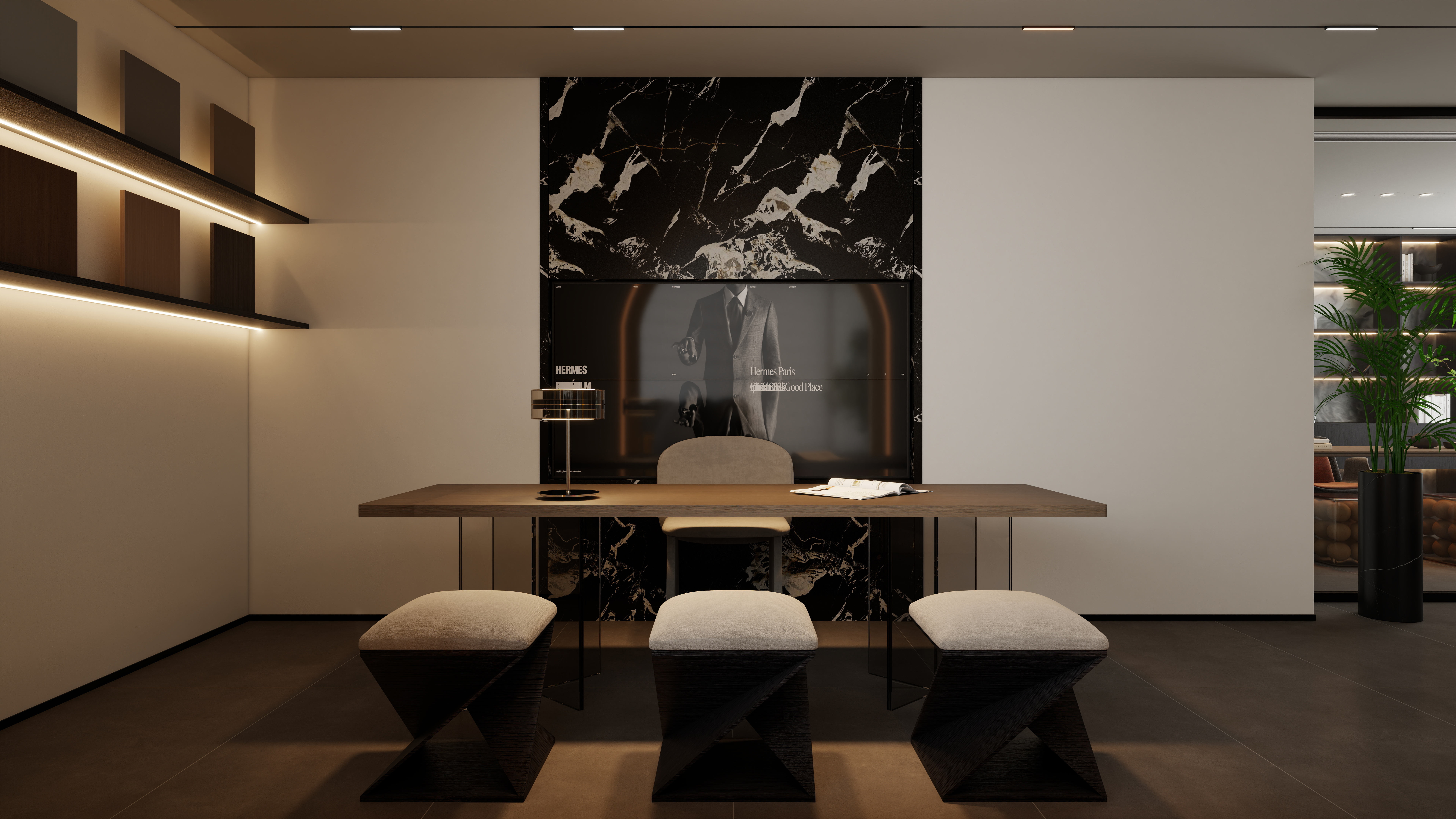 孙有权-『2025-10』115平丨办公空间一层大厅装修效果图第5张