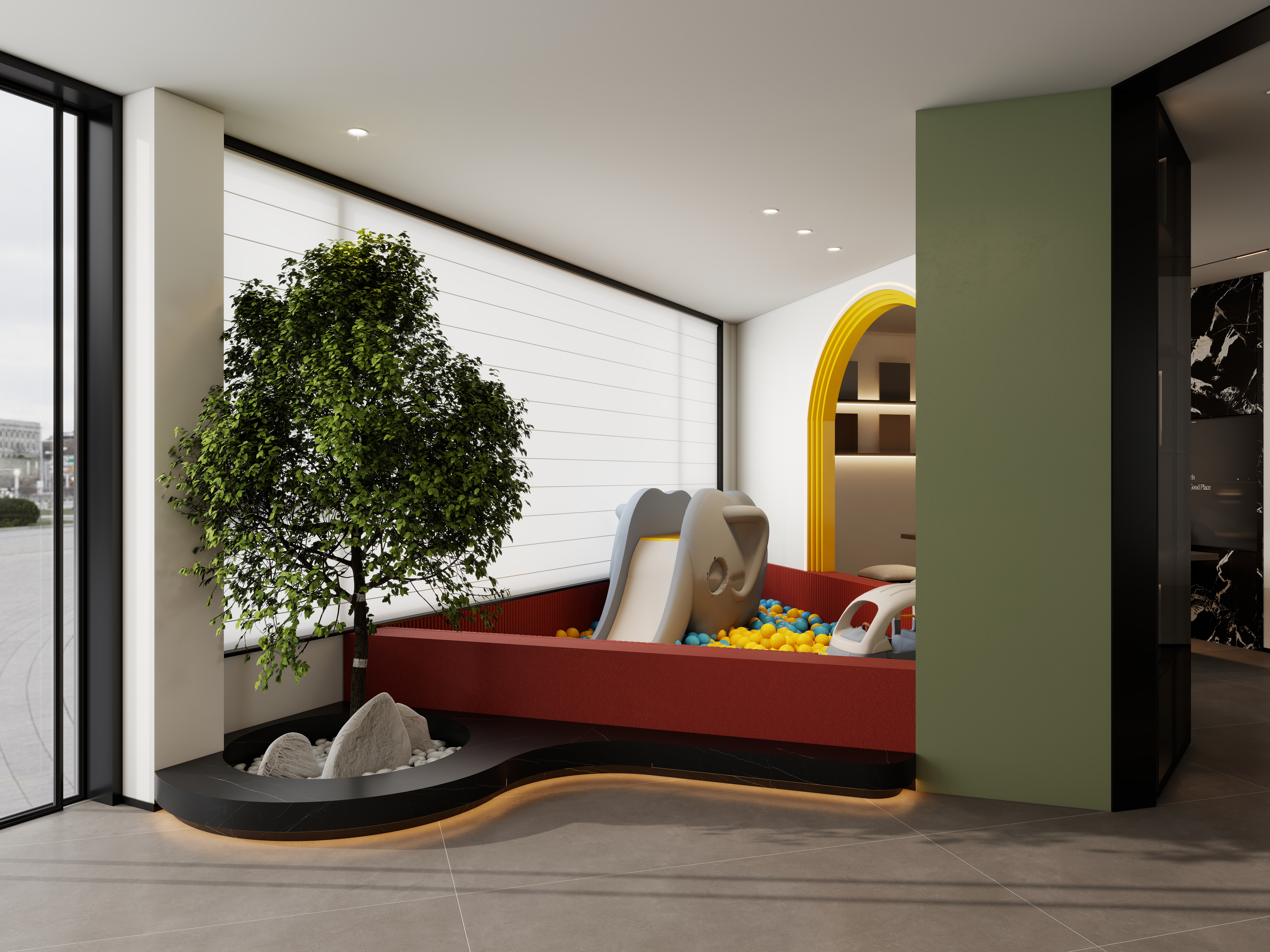 孙有权-『2025-10』115平丨办公空间一层大厅装修效果图第3张