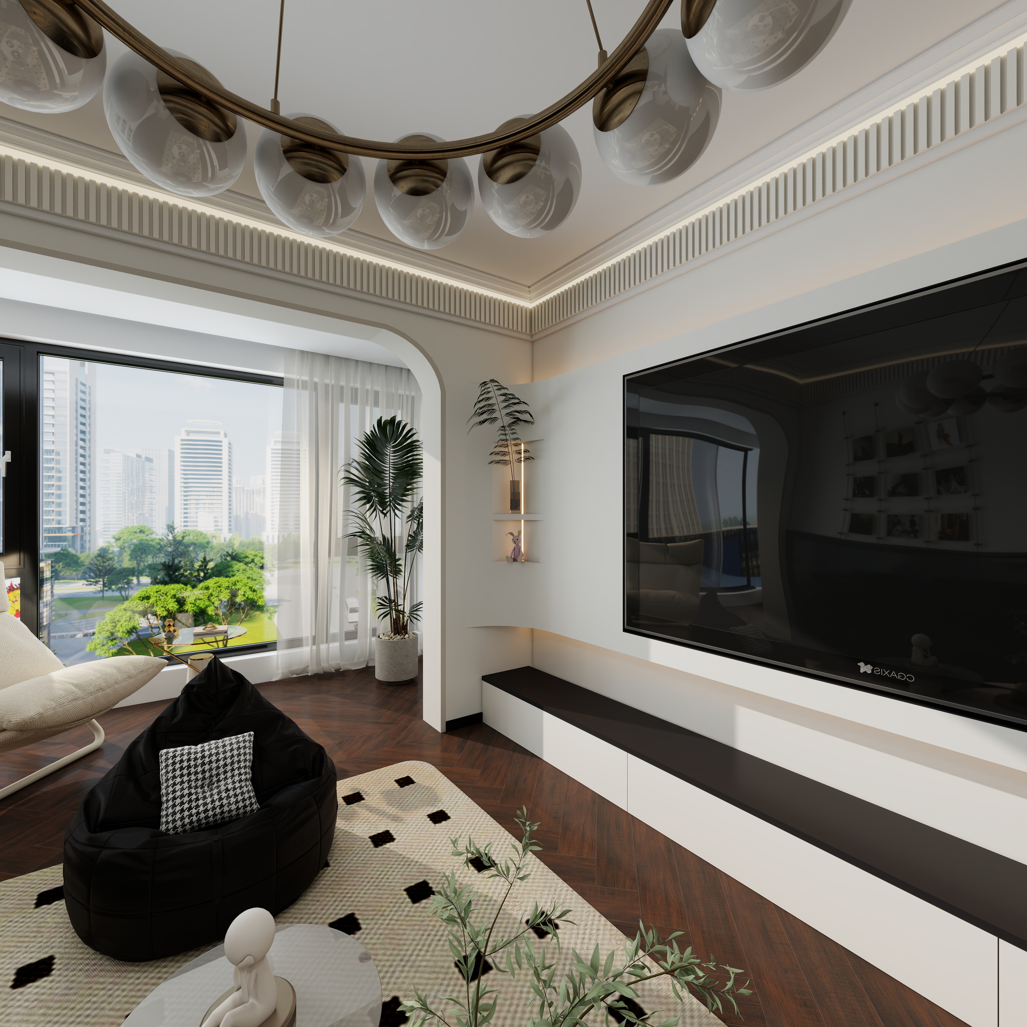 顾北南-柏贤府131平米三室一层客餐厅装修效果图第4张