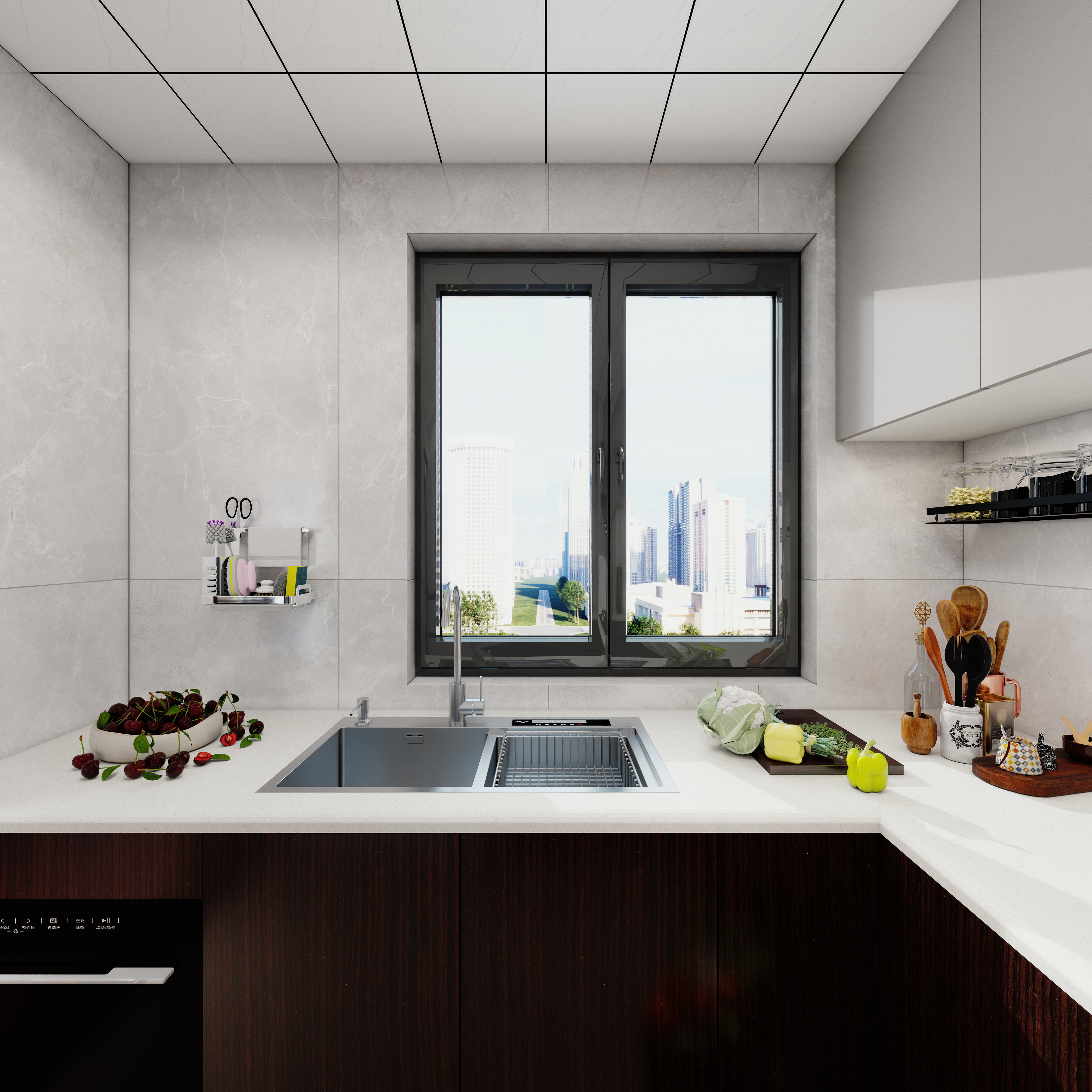 單調ing-美式复古-明泰城124m²一层厨房装修效果图第3张