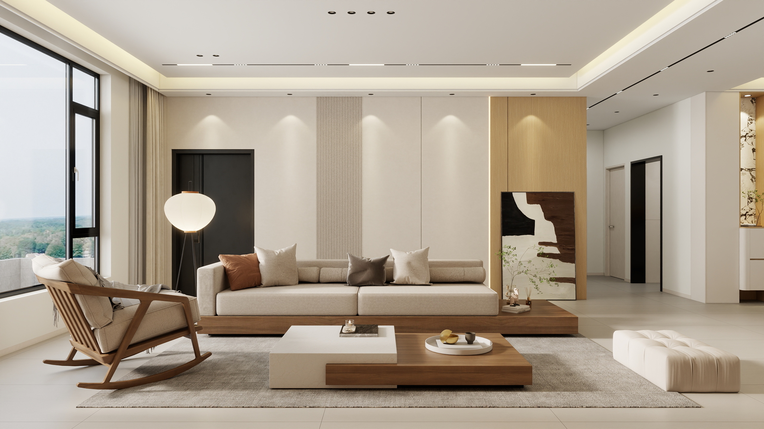 李青越-206平方现代原木奶油四居室装修效果图