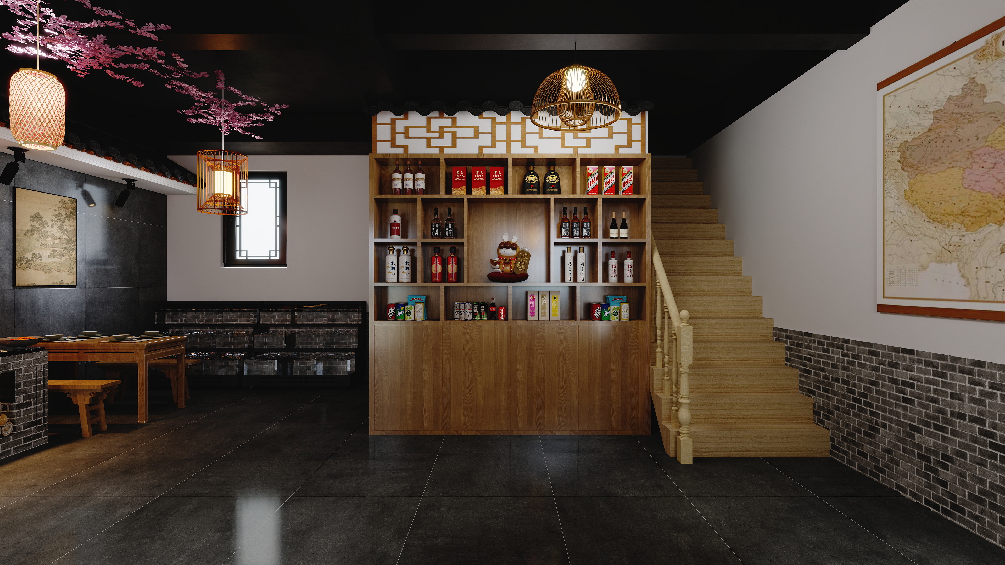 星空设计500一套-农家菜饭店装修效果图