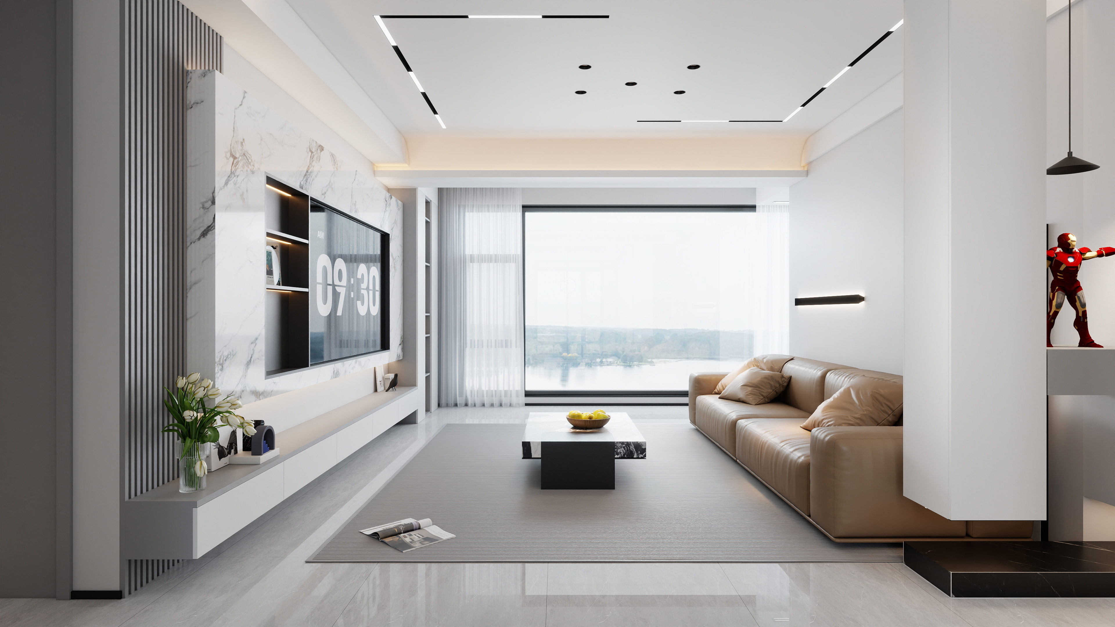 星空设计500一套-现代简约131㎡1室装修效果图