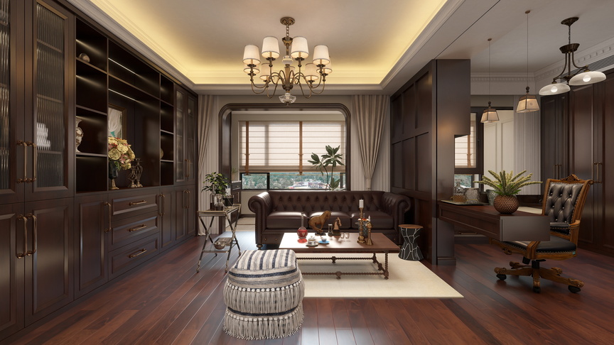 星空设计desgin-美式94㎡2室装修效果图