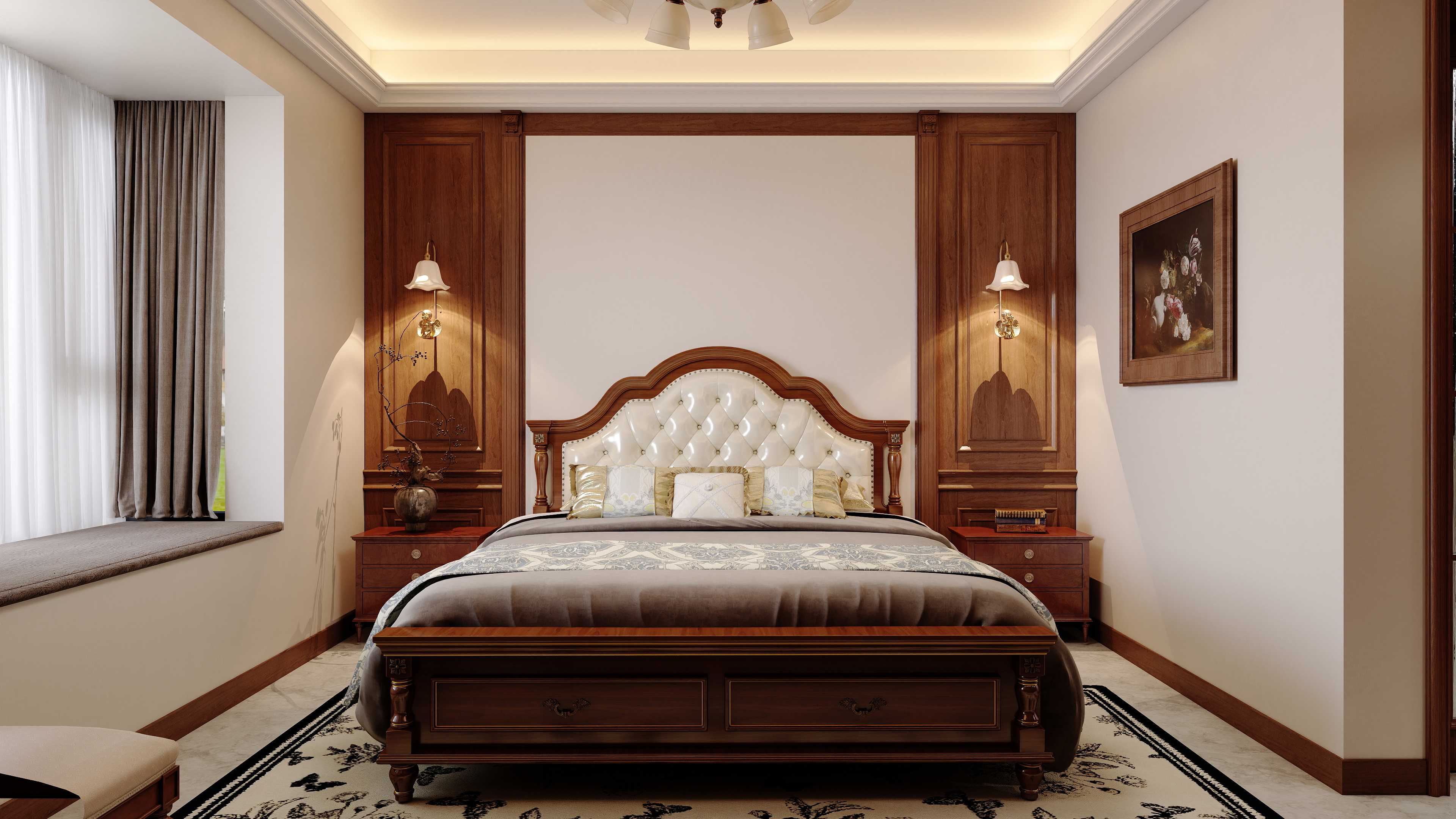 YY.洛洛-美式 170㎡ 四室装修效果图