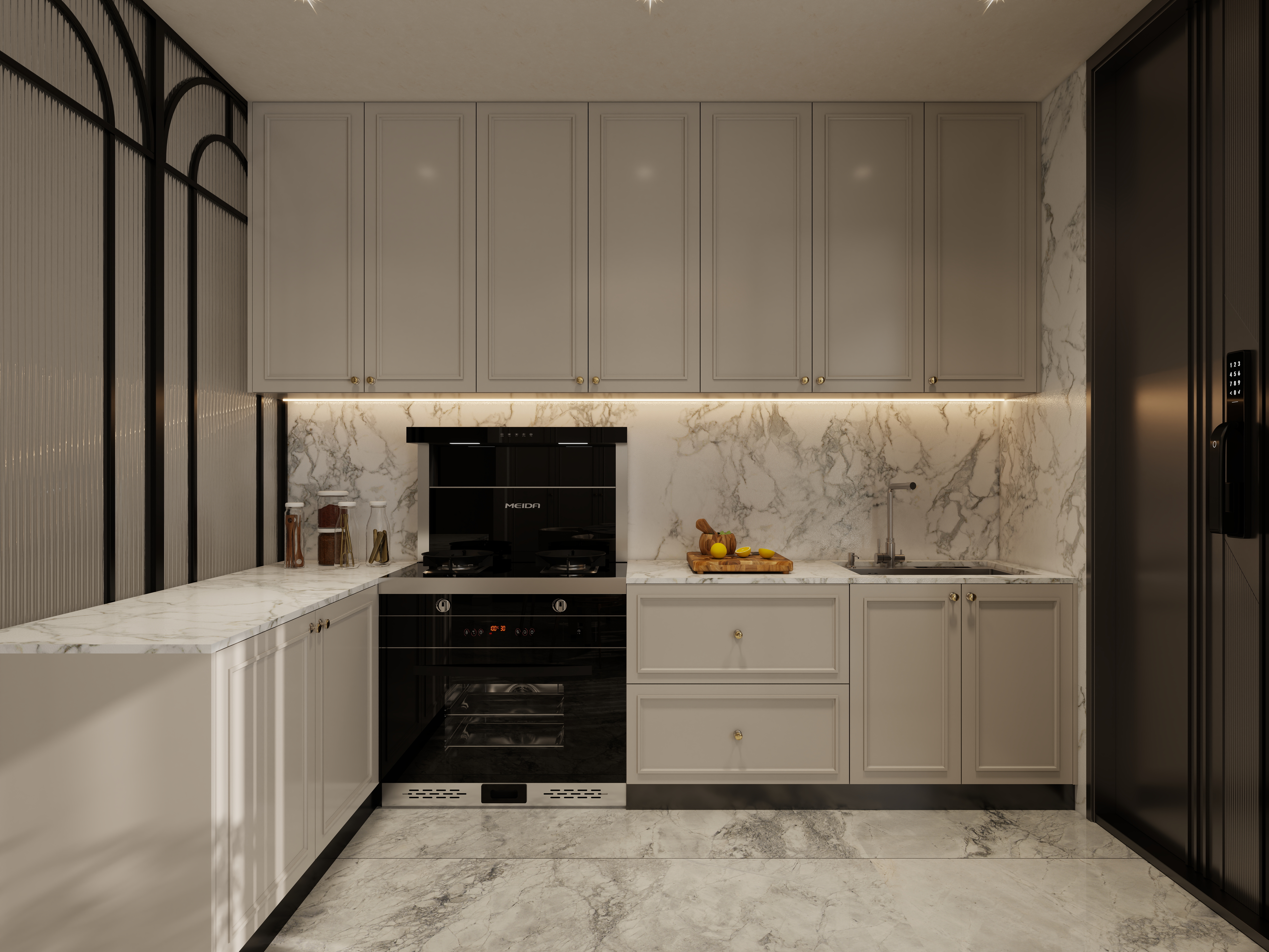 孙有权-『2025-10』22平丨法式厨房餐厅一层客餐厅装修效果图第4张