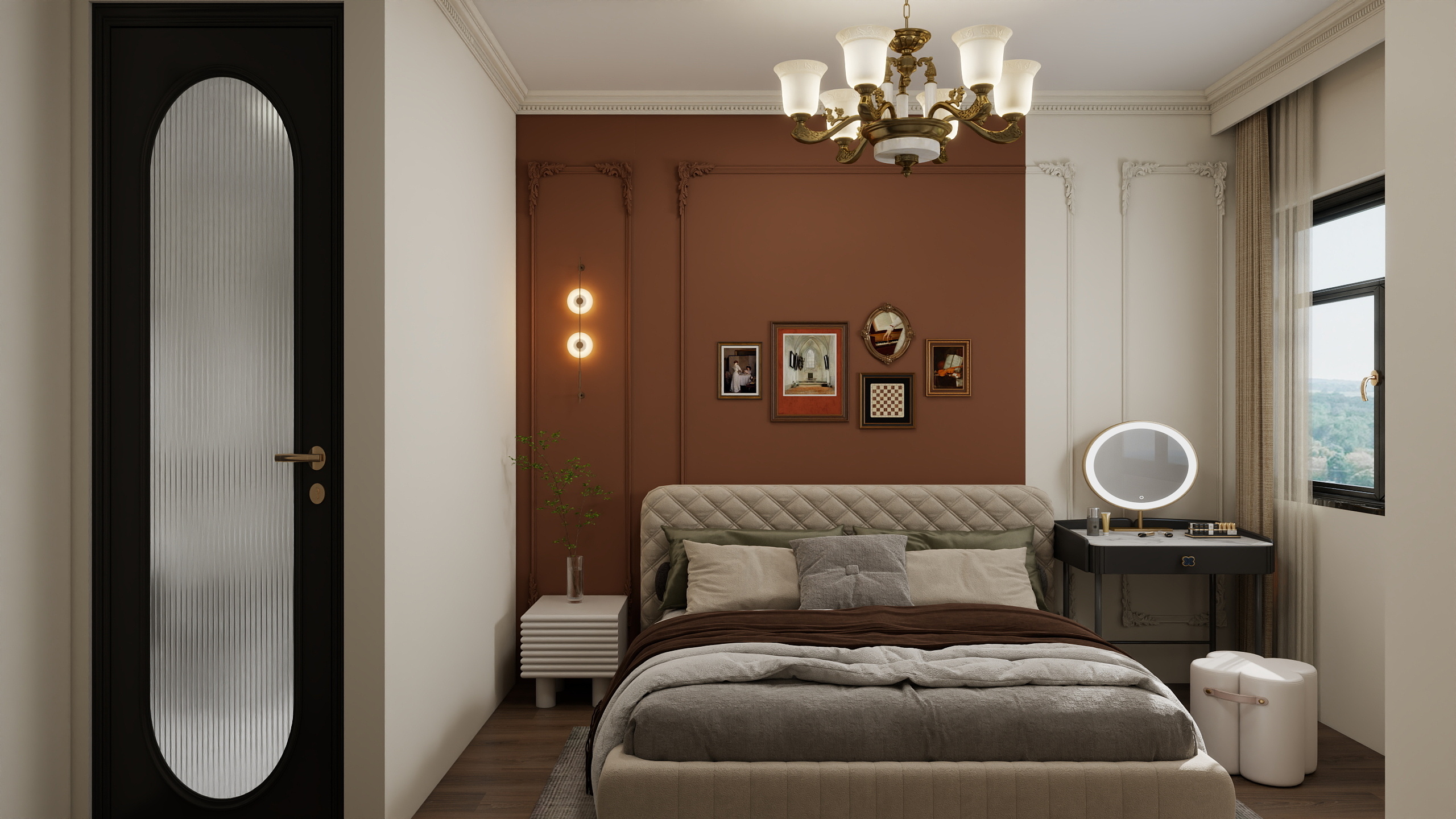 鹿777-轻奢美式家装110平装修效果图