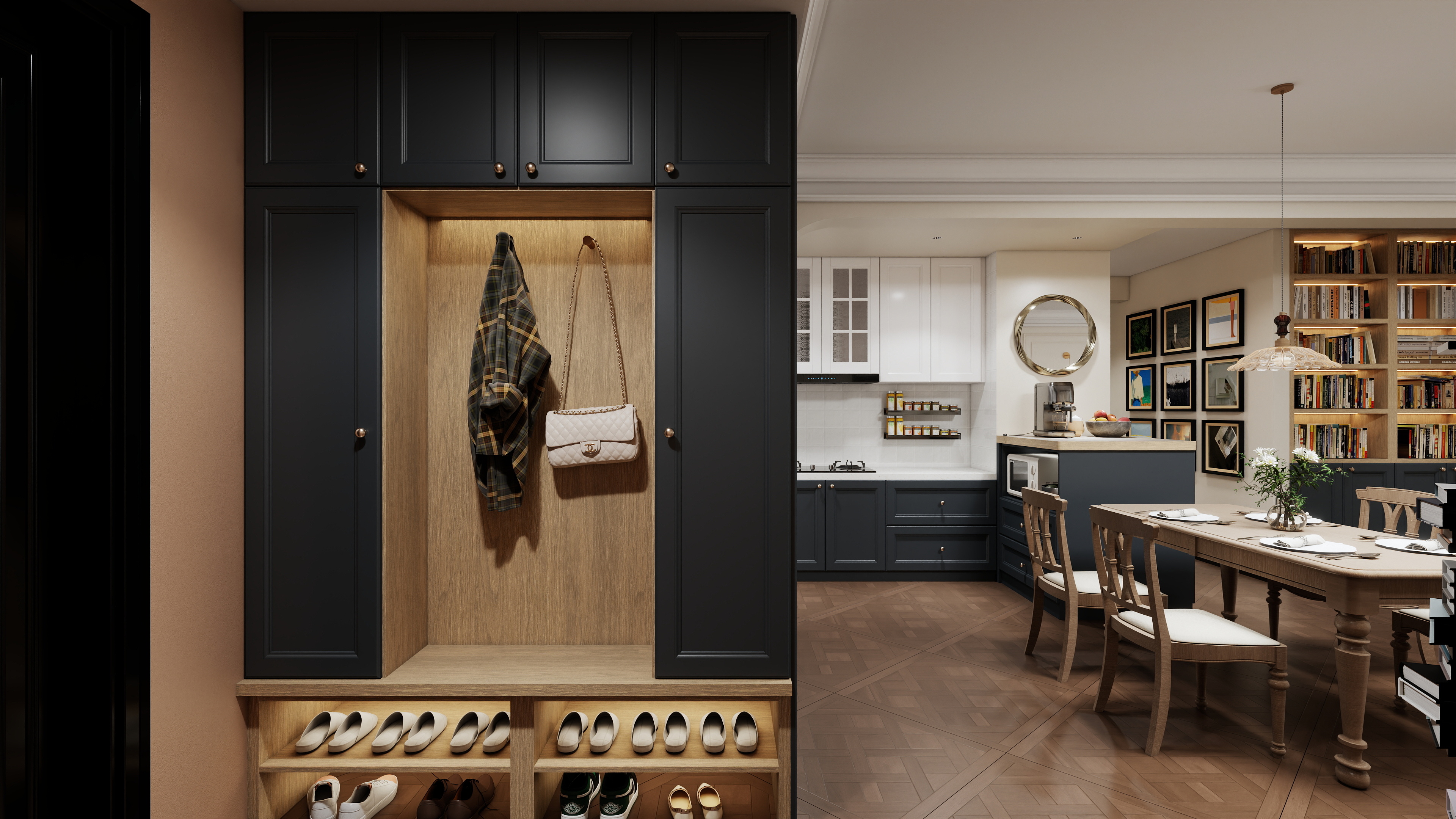 沈阳设计师麦粒-保利大都会|蓝色鞋柜+可可蛋奶装修效果图