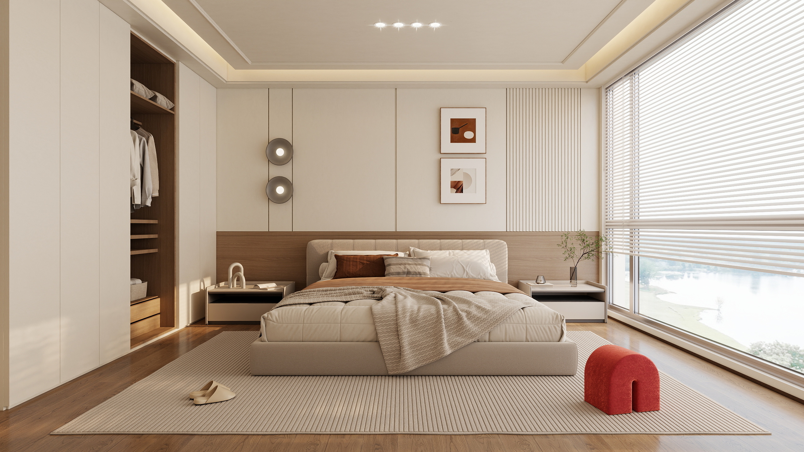 雾见山-现代奶油卧室-装修设计方案