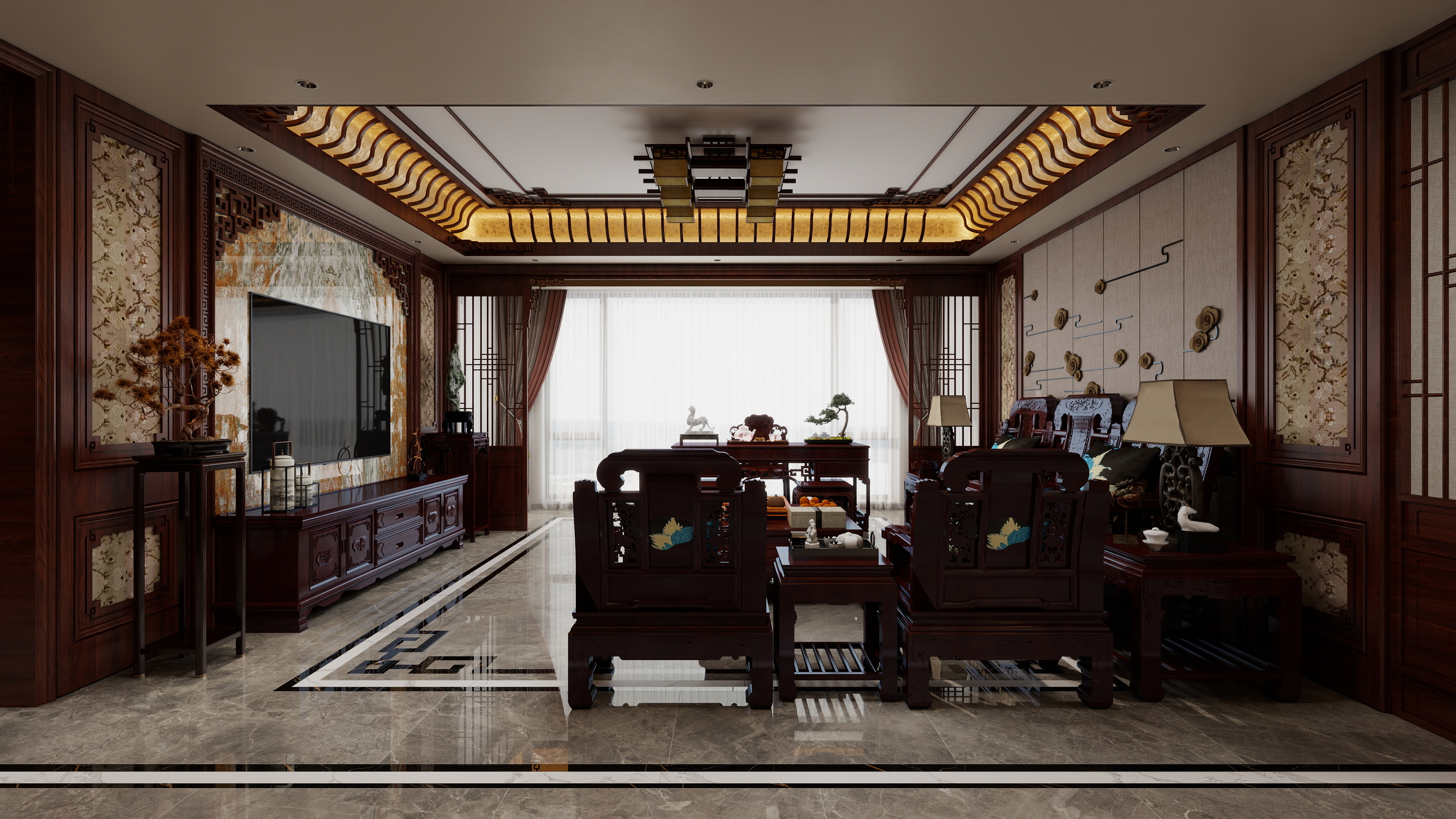 星空设计500一套-新中式152㎡3室-装修设计方案