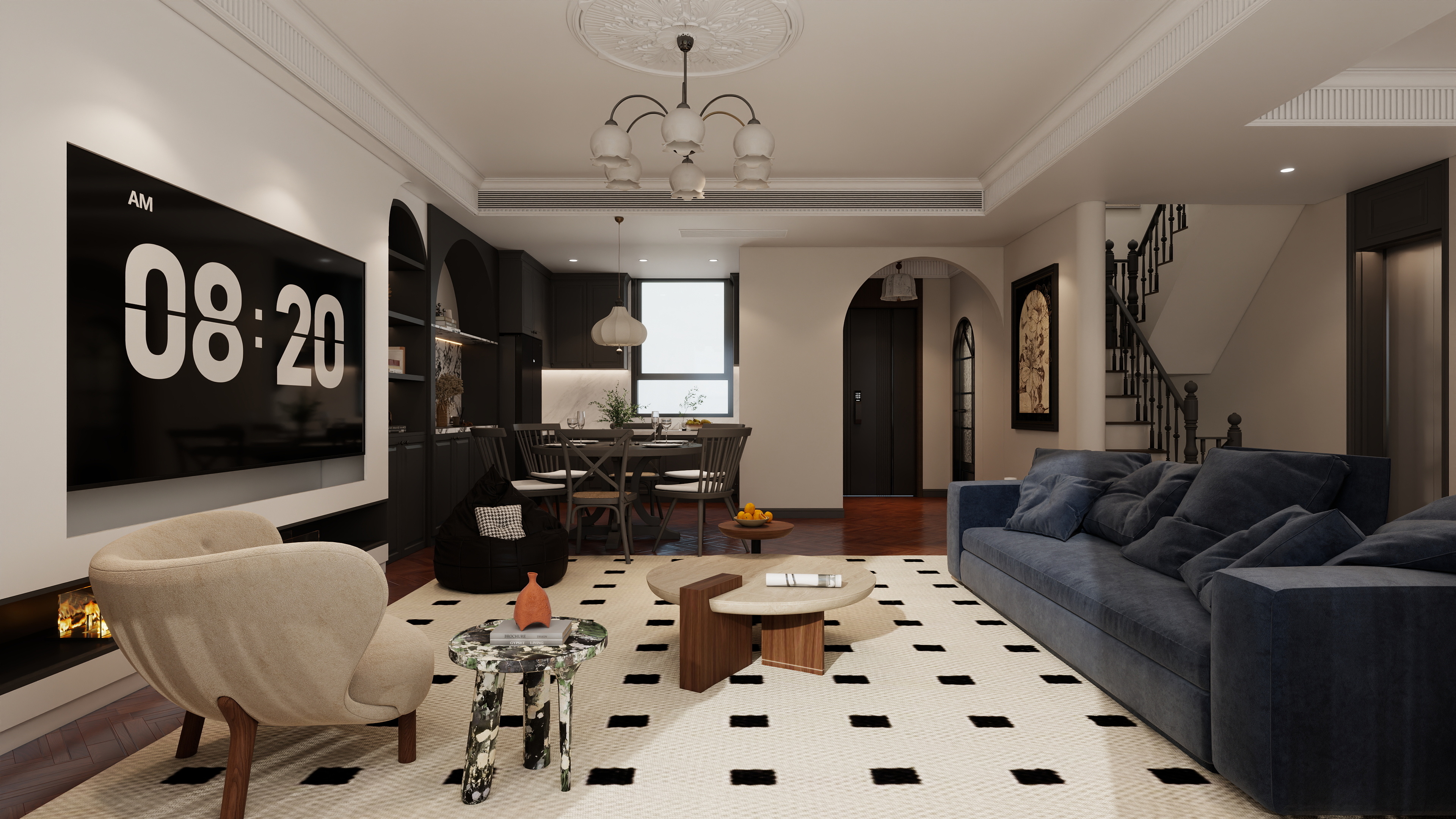 星空设计500一套-法式中古风复式装修效果图