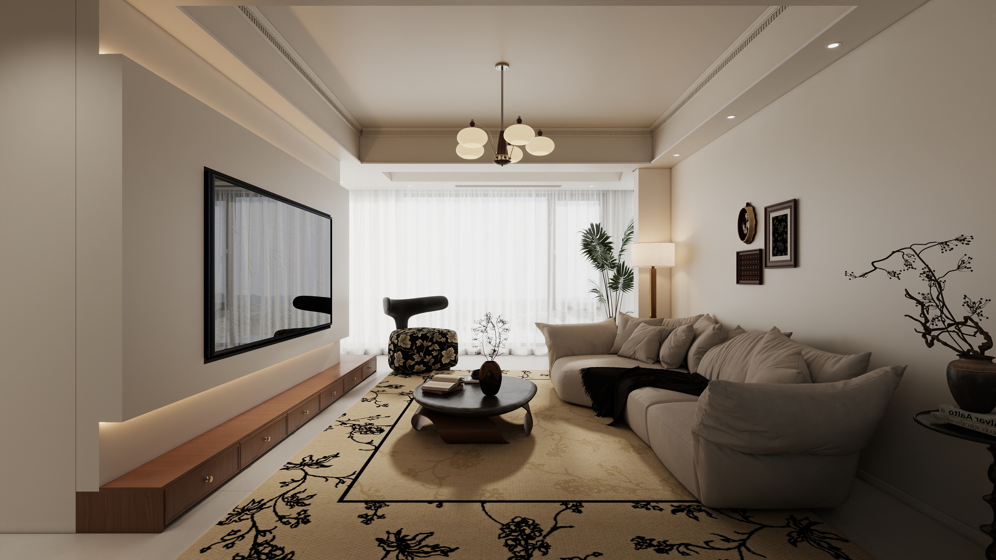 星空设计500一套-现代简约78㎡3室装修效果图