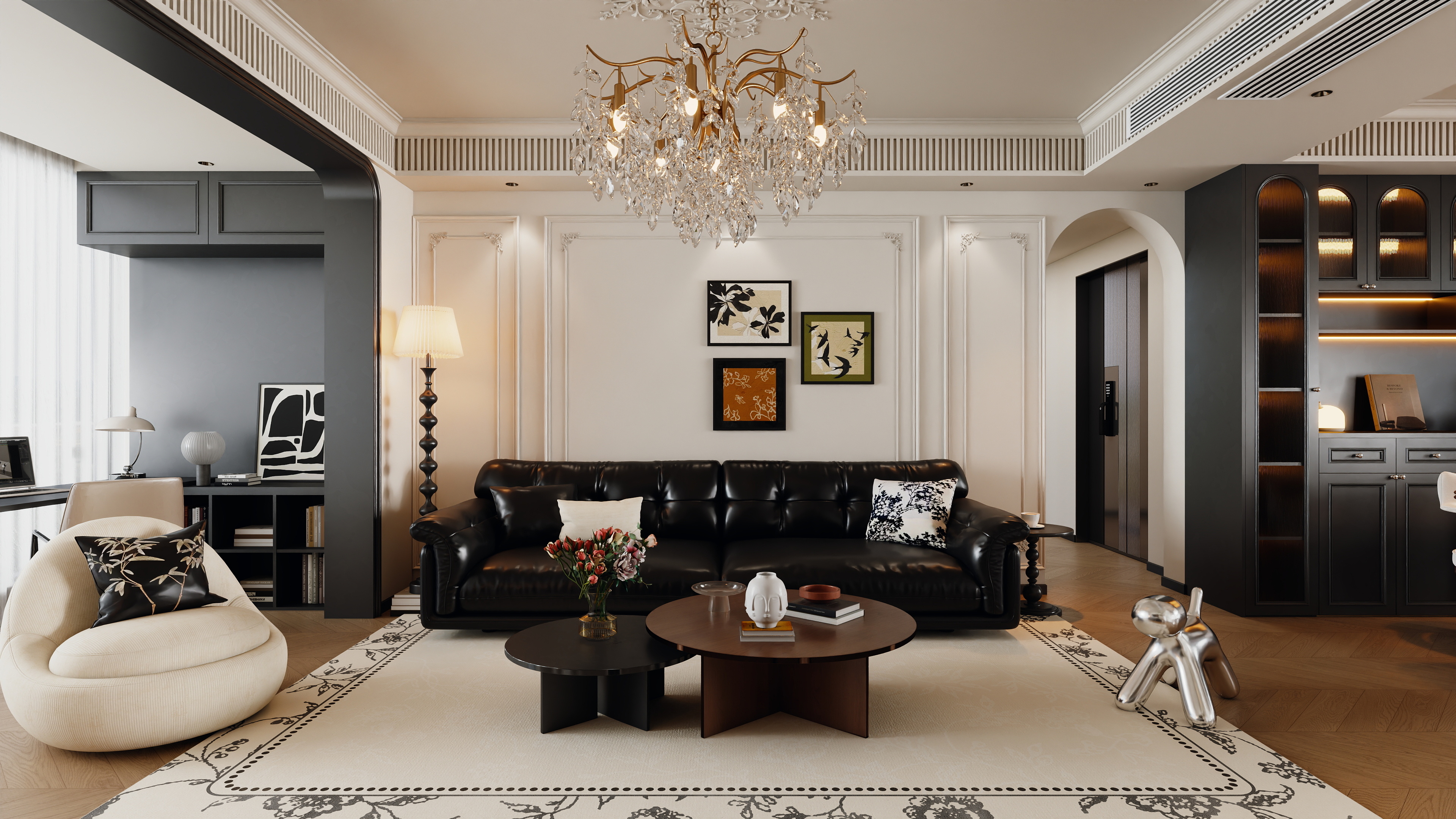 星空设计500一套-法式中古风4室142㎡-装修设计方案