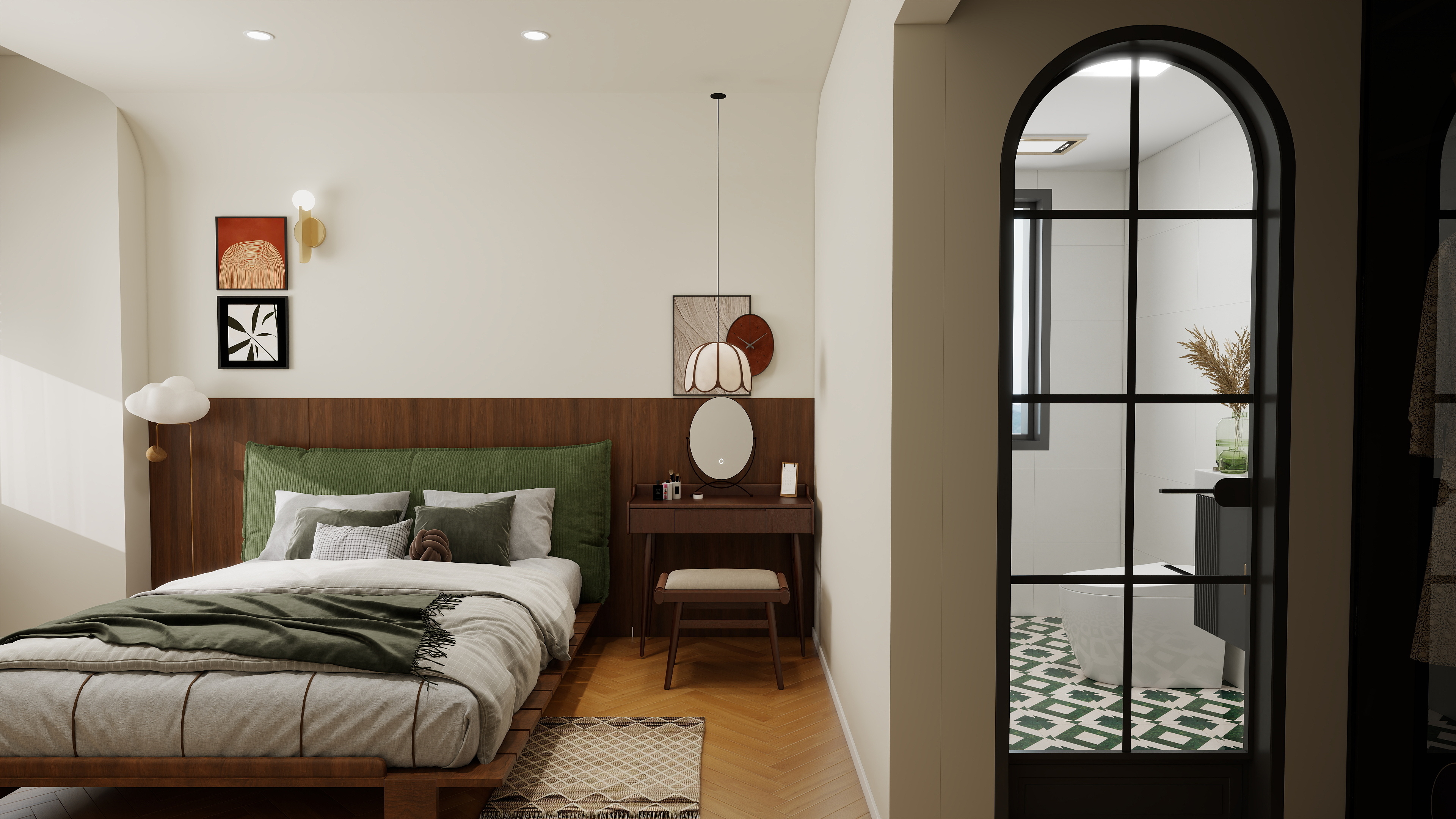 157****5385oHbf-125㎡4室一层主卧装修效果图第1张