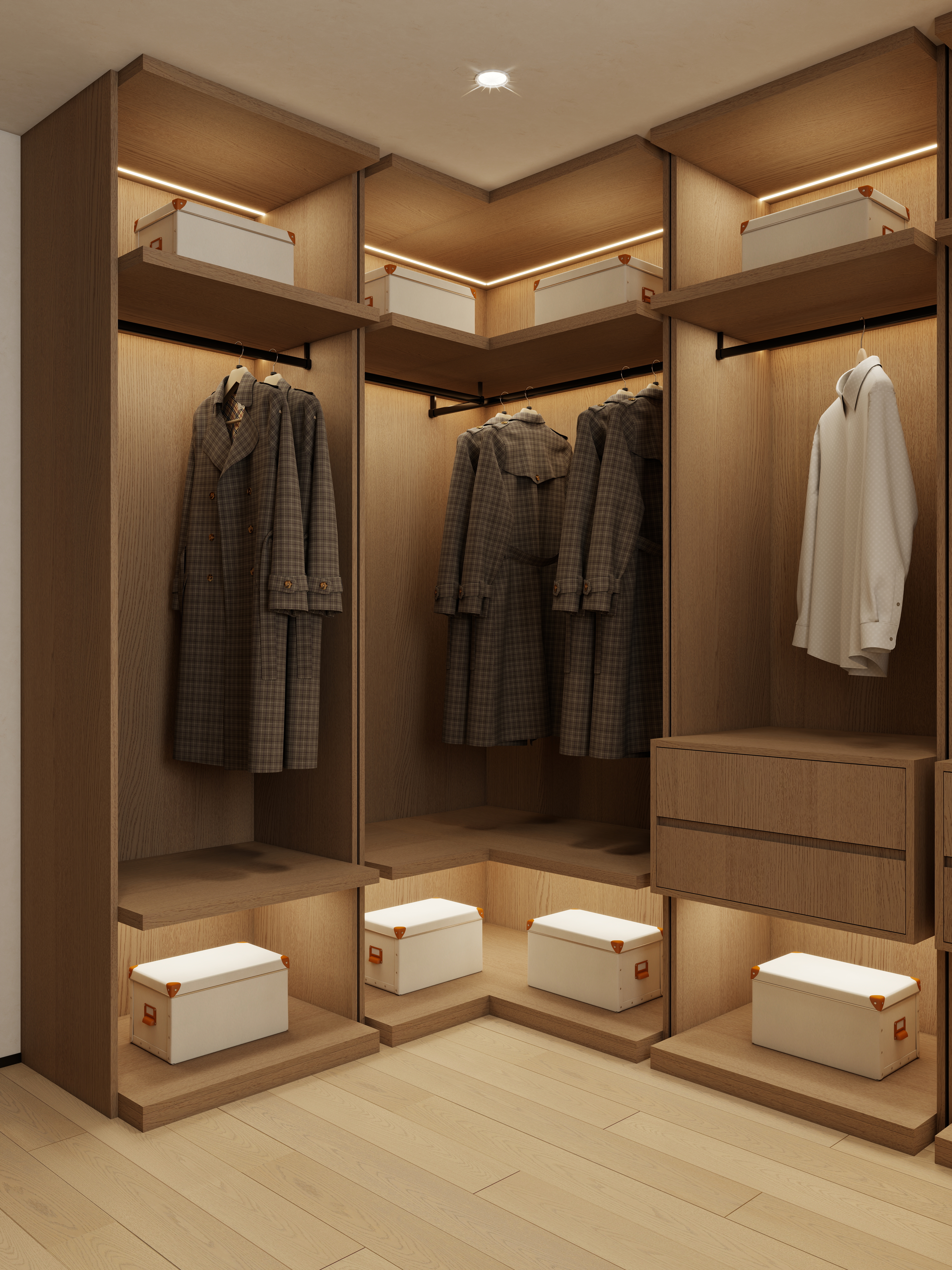 孙有权-『2025-10』16平丨法式厨房+现代衣帽间一层衣帽间装修效果图第1张